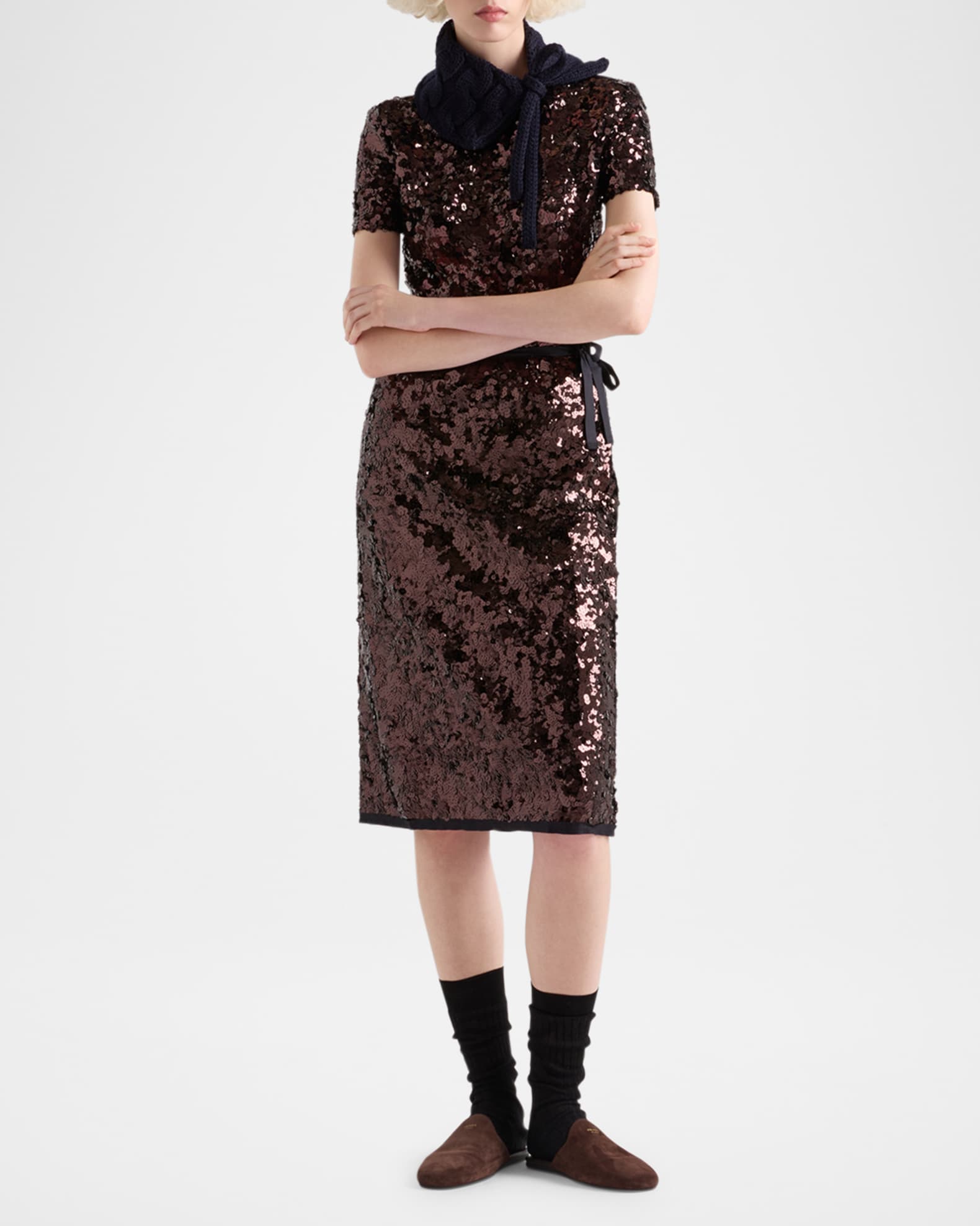 Prada Embroidered Sequined Skirt | Neiman Marcus