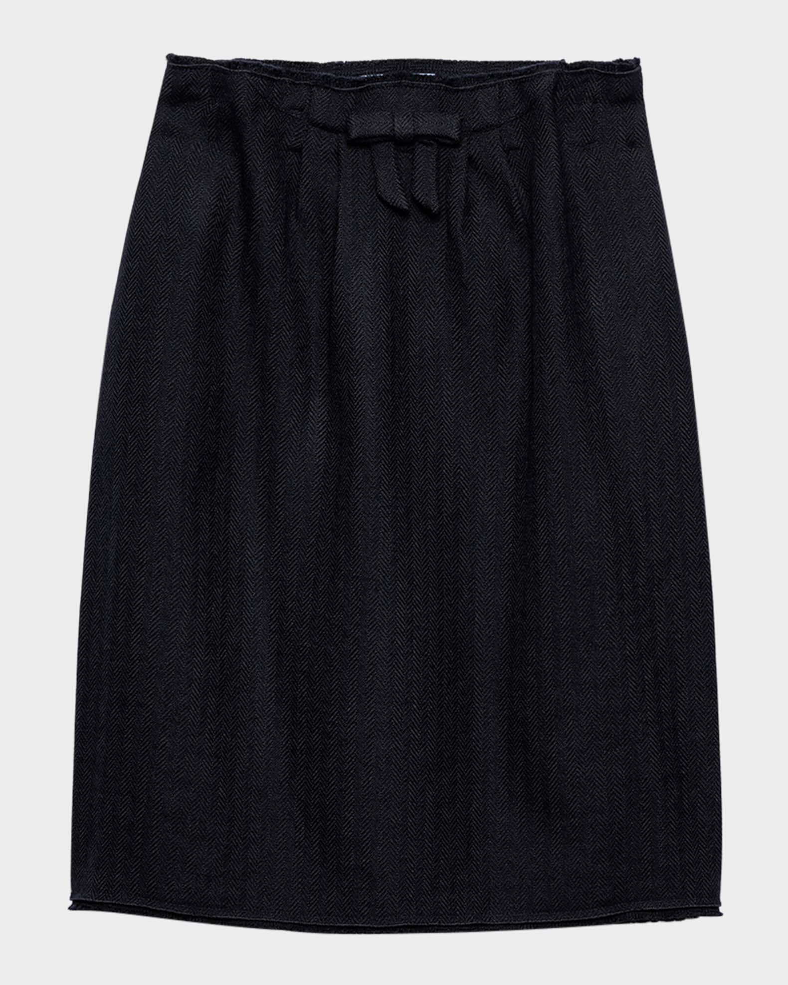 【Misapi】Prada Wool Skirt Prada Chevron Wool Midi Skirt | Neiman Marcus