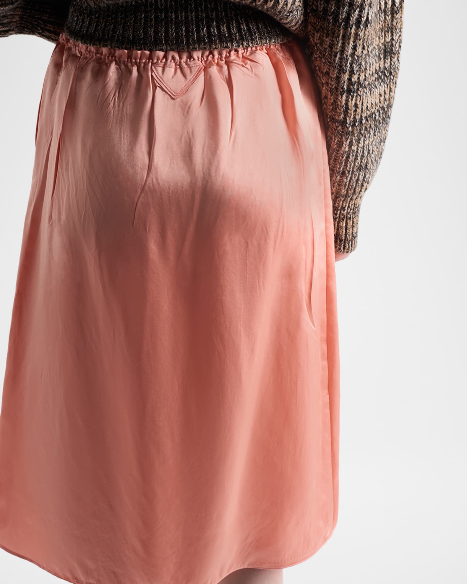 Prada Knee-Length Washed Satin Skirt | Neiman Marcus