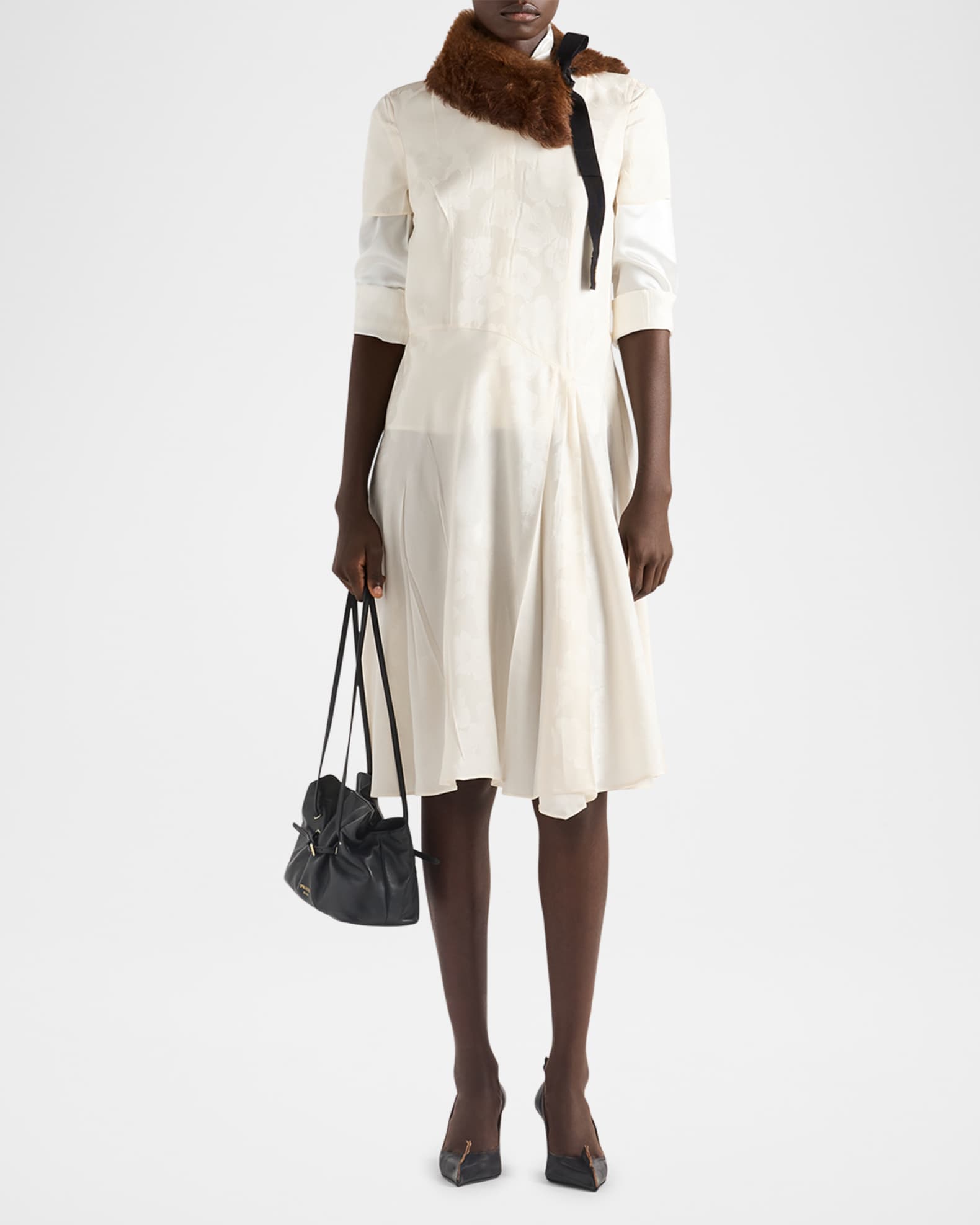 asymmetric jacquard dress Elaria Jacquard Puff Sleeve Asymmetric High Low Midaxi Dress