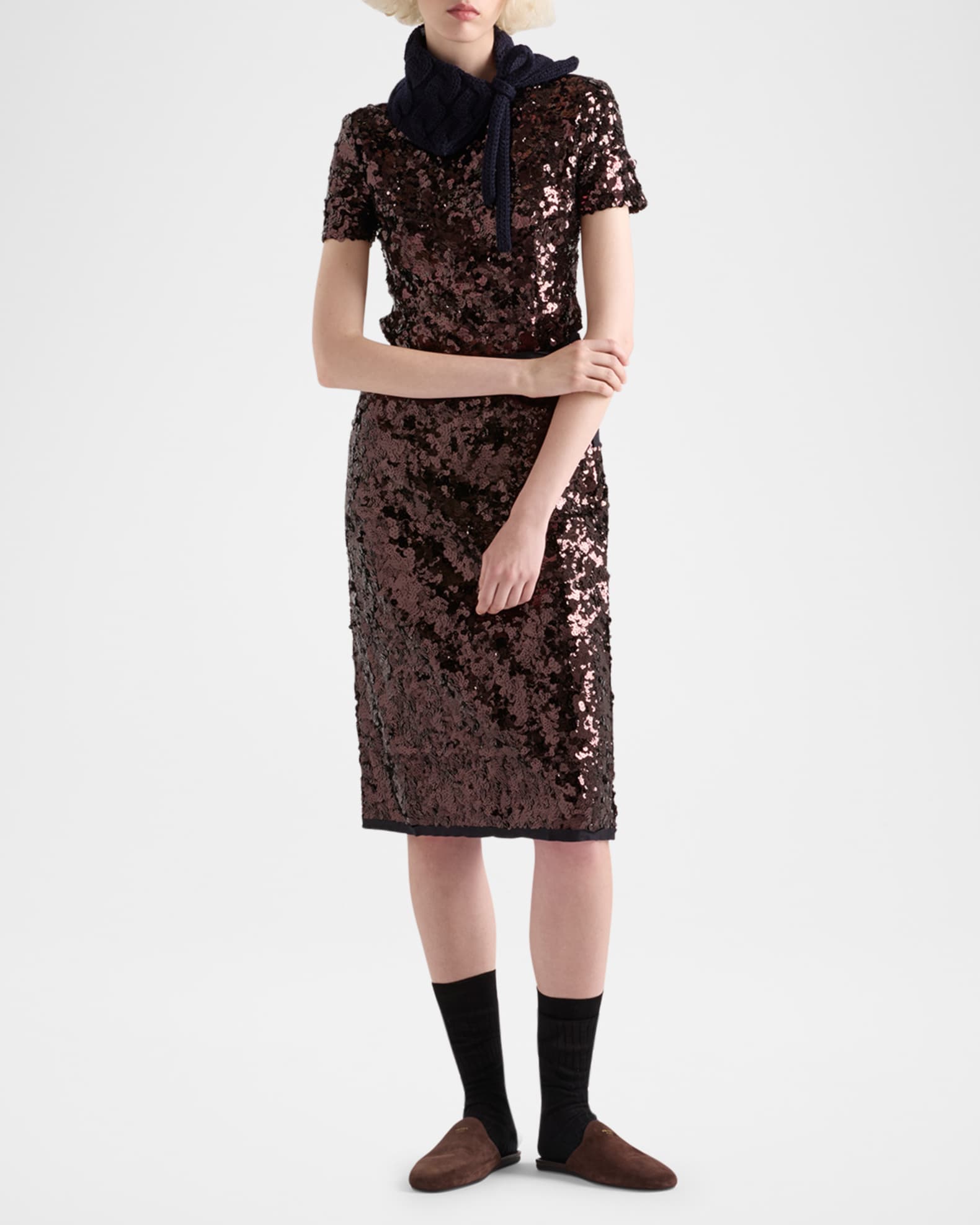 Prada Sequin Embroidered Short-Sleeve Top | Neiman Marcus