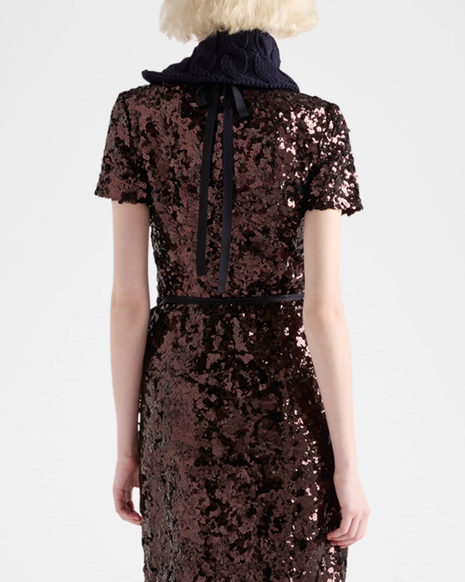 Prada Sequin Embroidered Short-Sleeve Top | Neiman Marcus