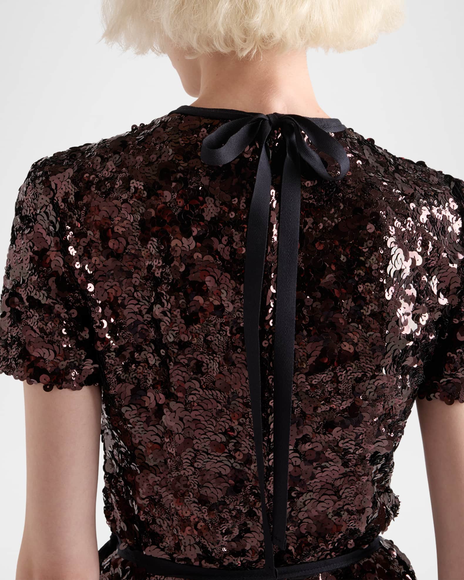 Prada Sequin Embroidered Short-Sleeve Top | Neiman Marcus