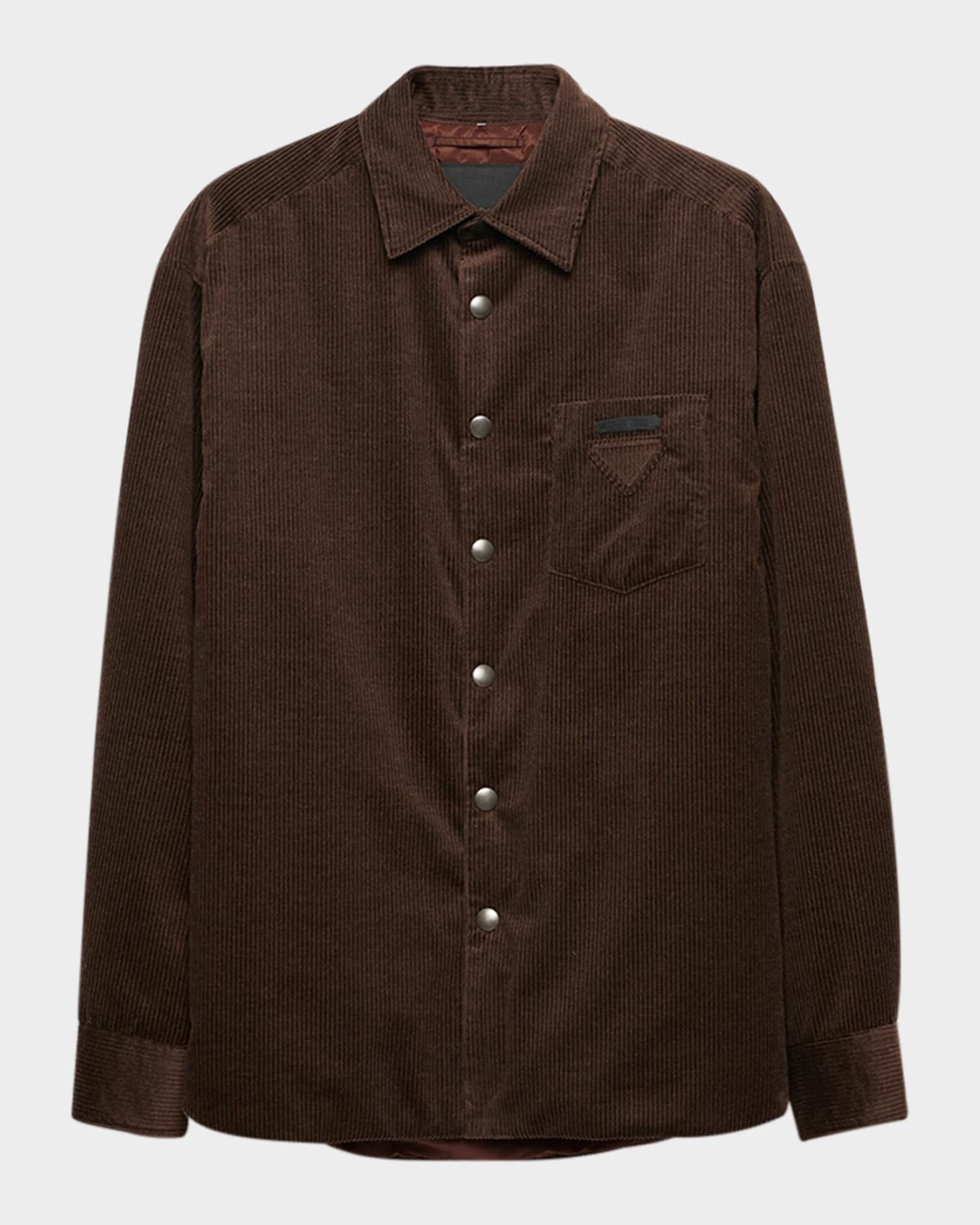 Prada Men's Cashmere Corduroy Shirt | Neiman Marcus