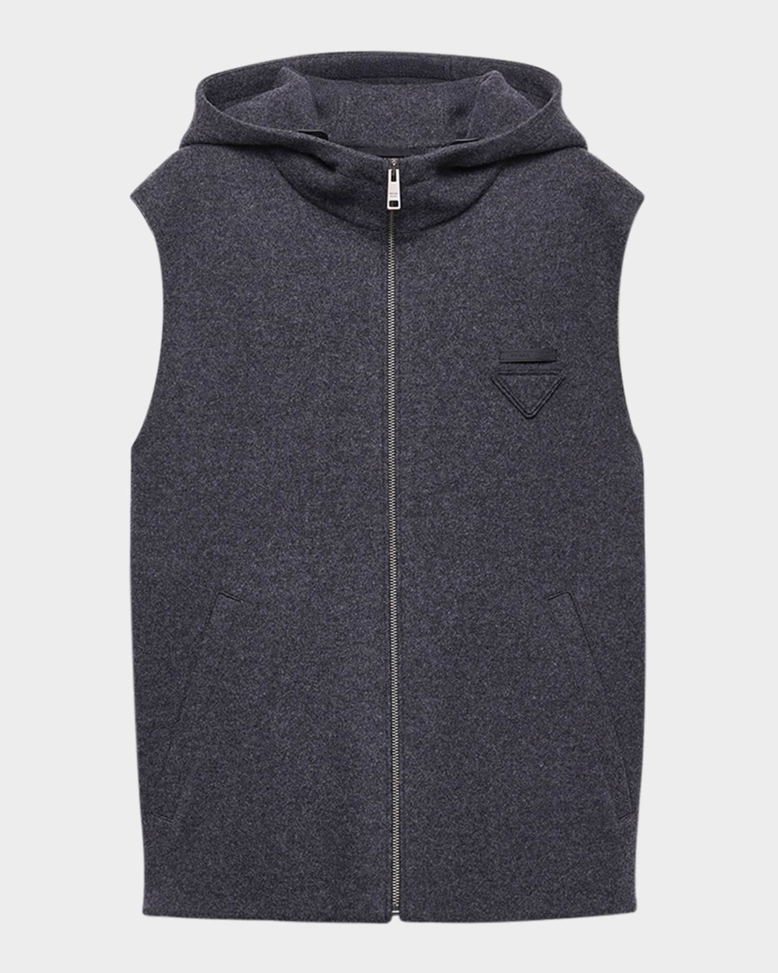 Prada Men's Wool-Cashmere Hooded Zip Vest | Neiman Marcus