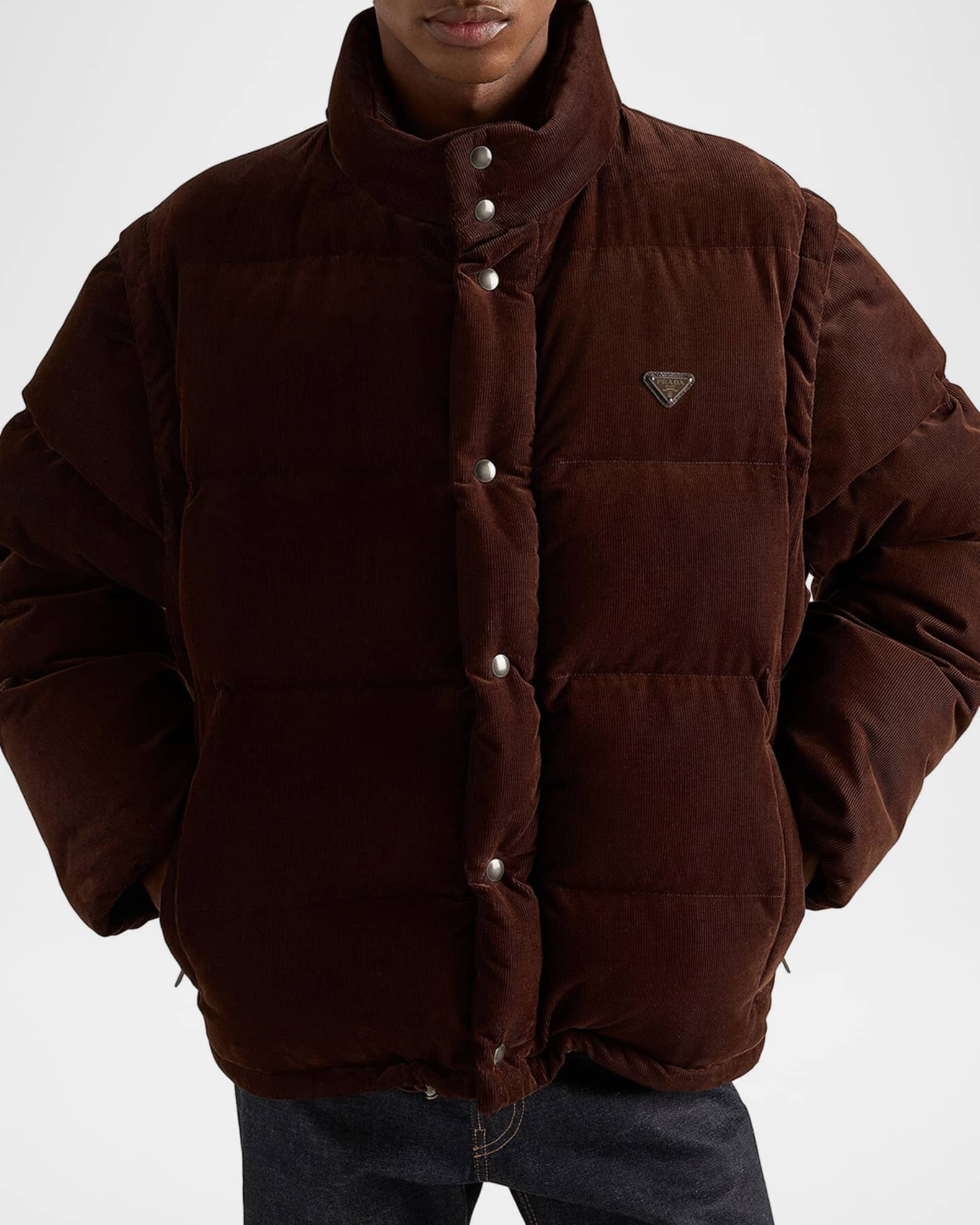 ま*ん様 PRADA 厚手ウールジャケット　美品 Prada Men's Medium-Weight Corduroy Down Jacket | Neiman Marcus