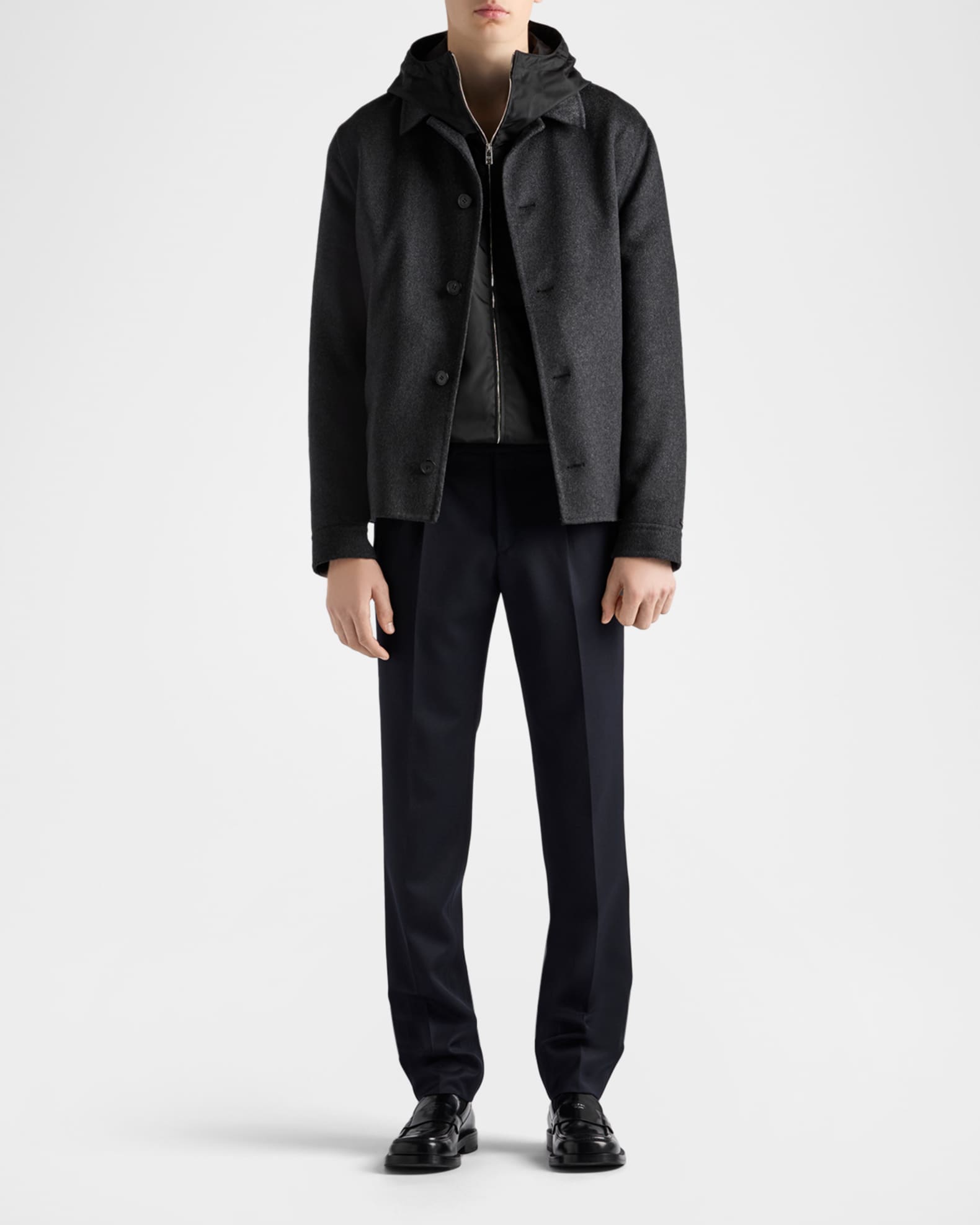 PRADA RE-NYLON ブラックジャケット 46 Prada Men's Re-Nylon Track Jacket | Neiman Marcus