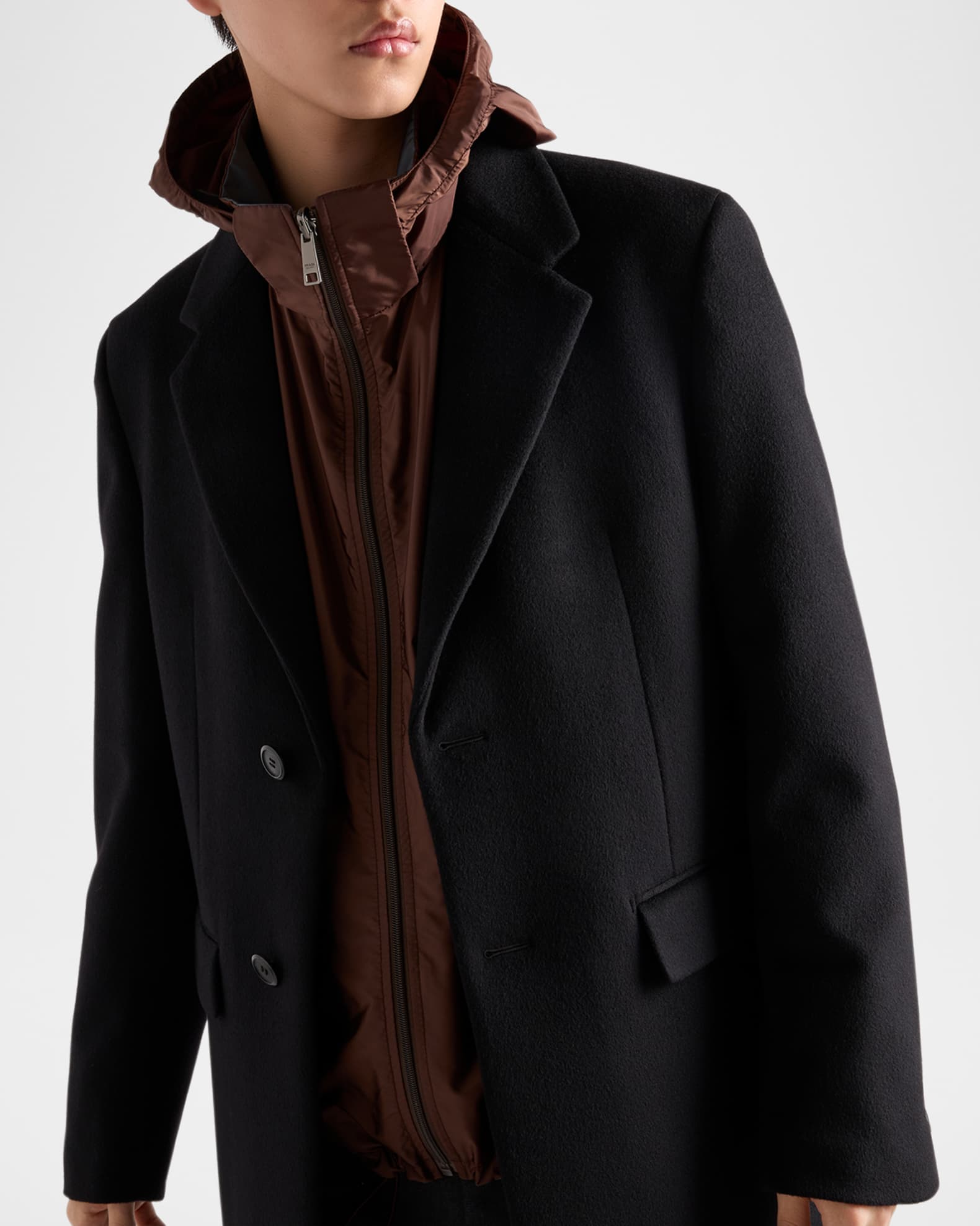 Prada Men's Single-Breasted Wool-Cashmere Coat | Neiman Marcus