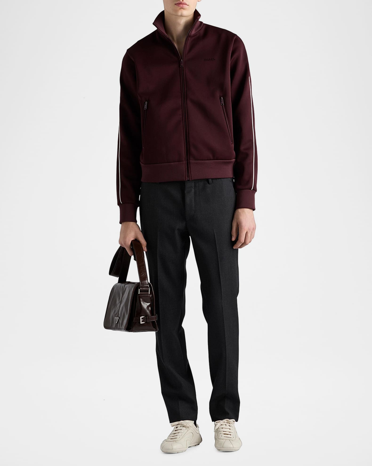 Prada Men's Technical Fabric Zip Track Jacket | Neiman Marcus