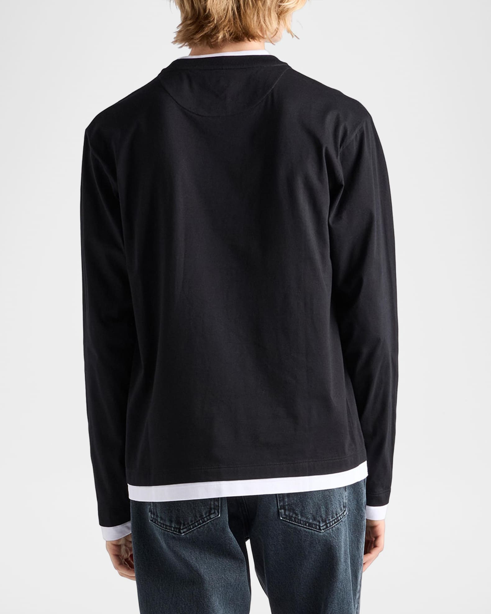 Prada Men's Layered Long-Sleeve Cotton T-Shirt | Neiman Marcus