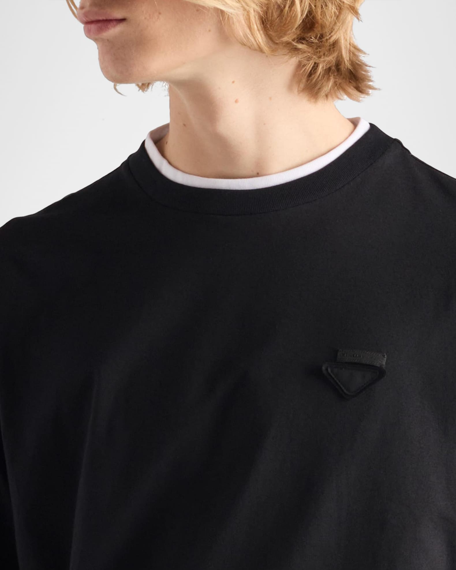 Prada Men's Layered Long-Sleeve Cotton T-Shirt | Neiman Marcus