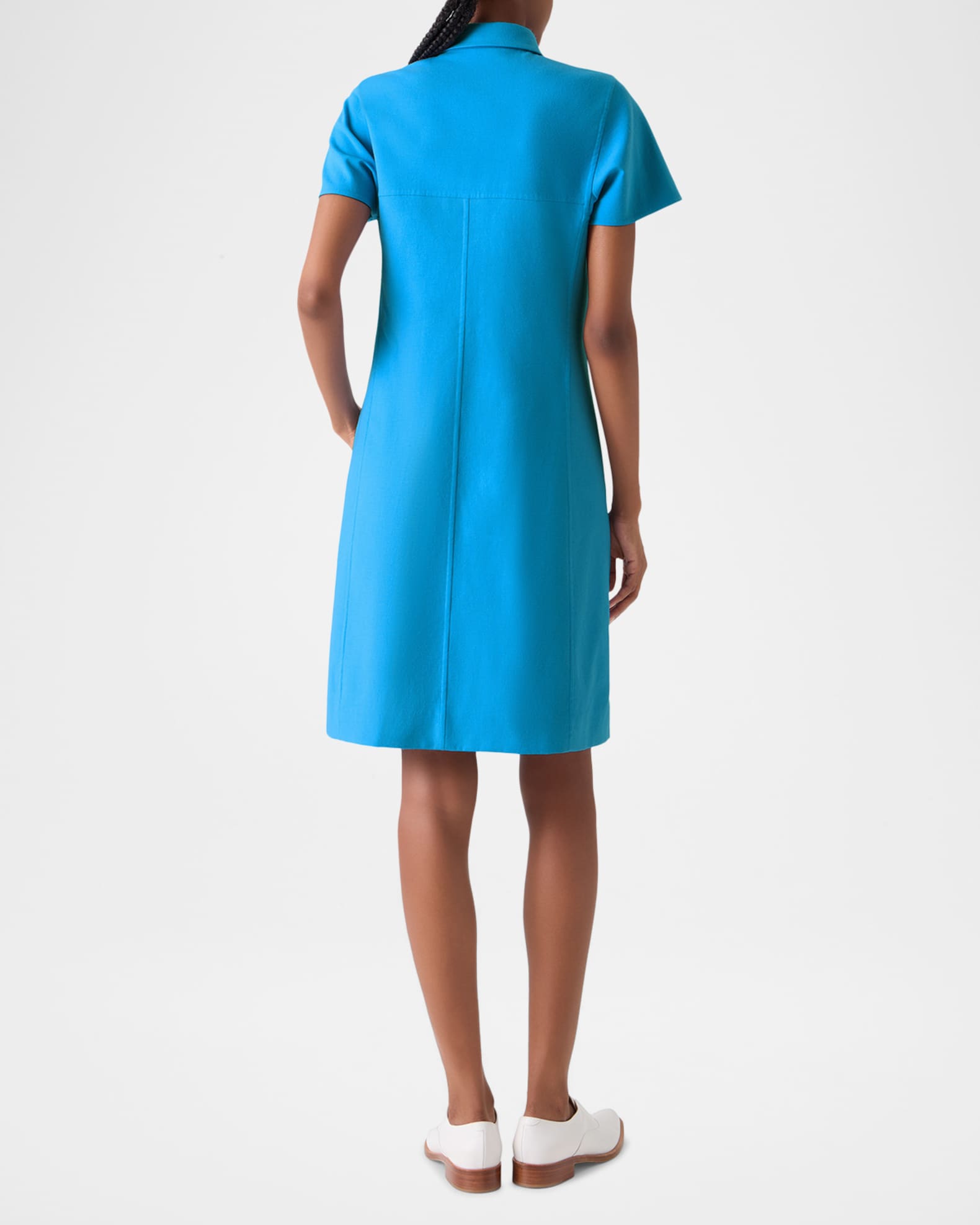 Akris Short-Sleeve Cotton-Silk Polo Dress | Neiman Marcus
