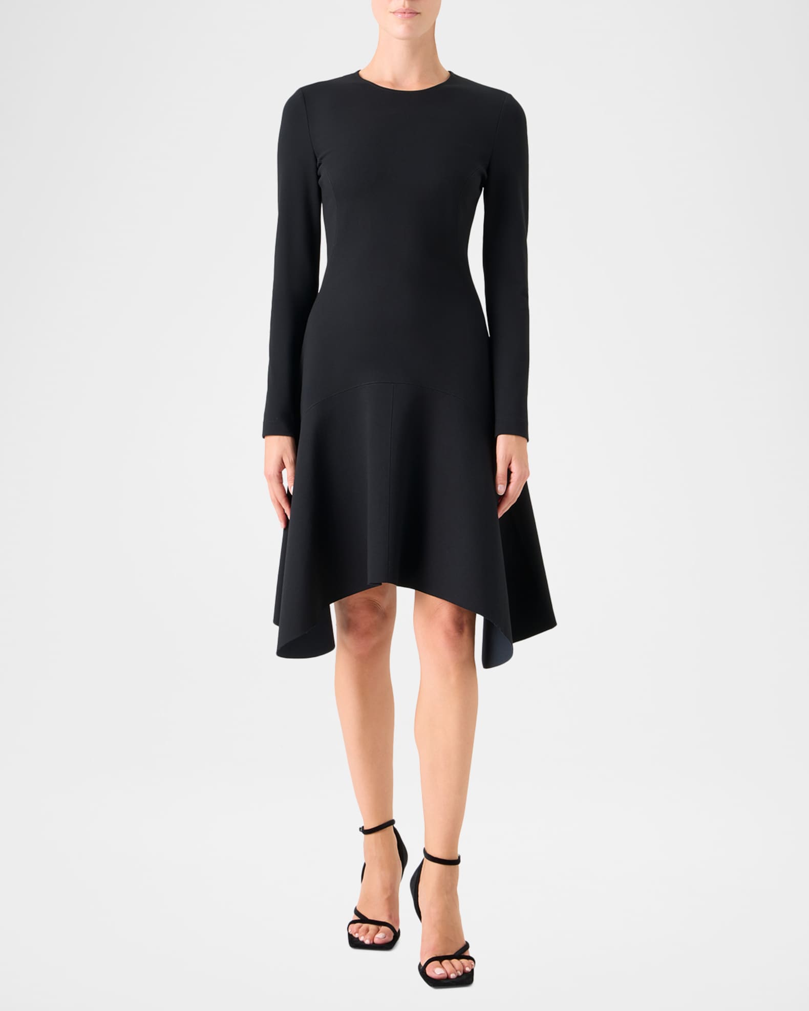 Akris punto Long-Sleeve Jersey Handkerchief-Hem Dress | Neiman Marcus