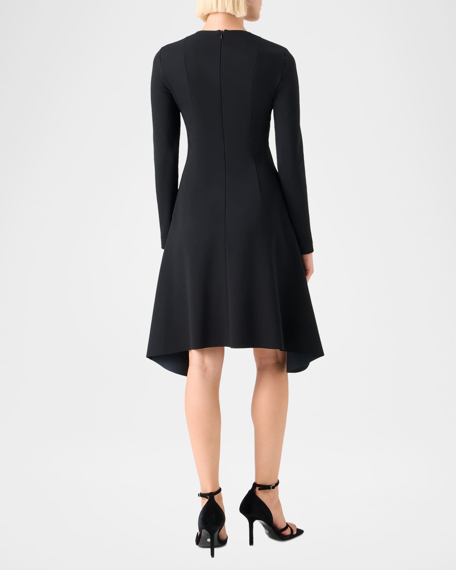 akris punto dress Long-Sleeve Jersey Handkerchief-Hem Dress, Black, Women's, 6, Casual & Work Dresses Jersey Dresses short kimono Akris Punto Sleeveless Asymmetric Midi