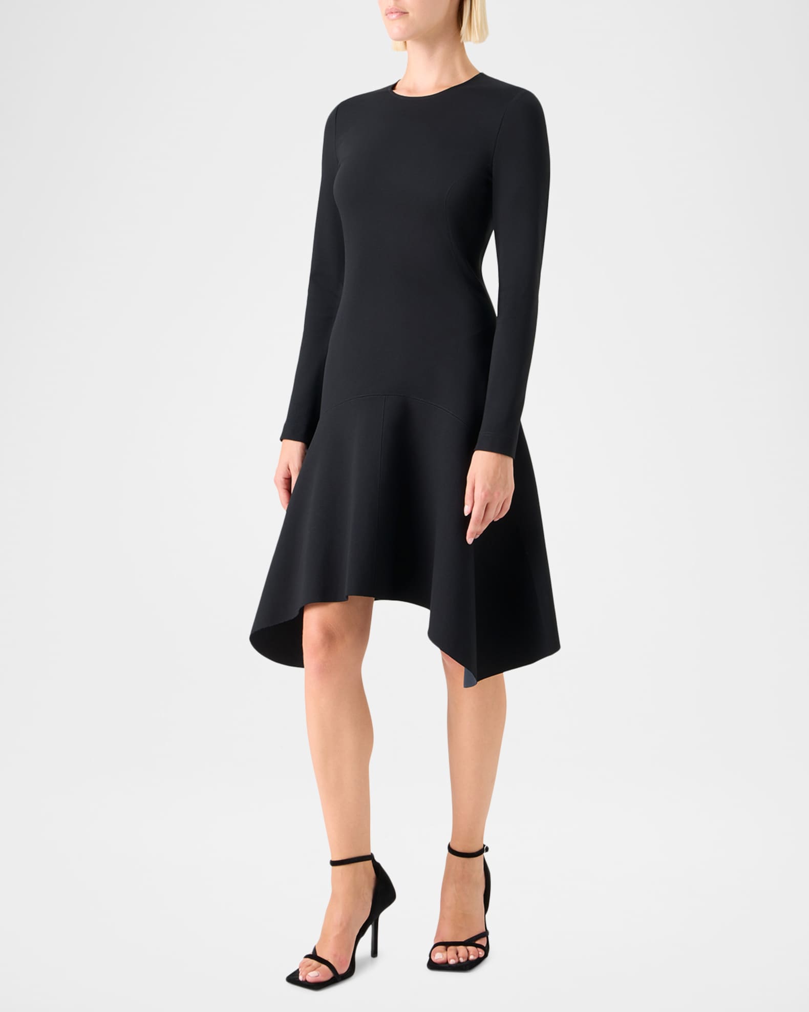 Akris punto Long-Sleeve Jersey Handkerchief-Hem Dress | Neiman Marcus