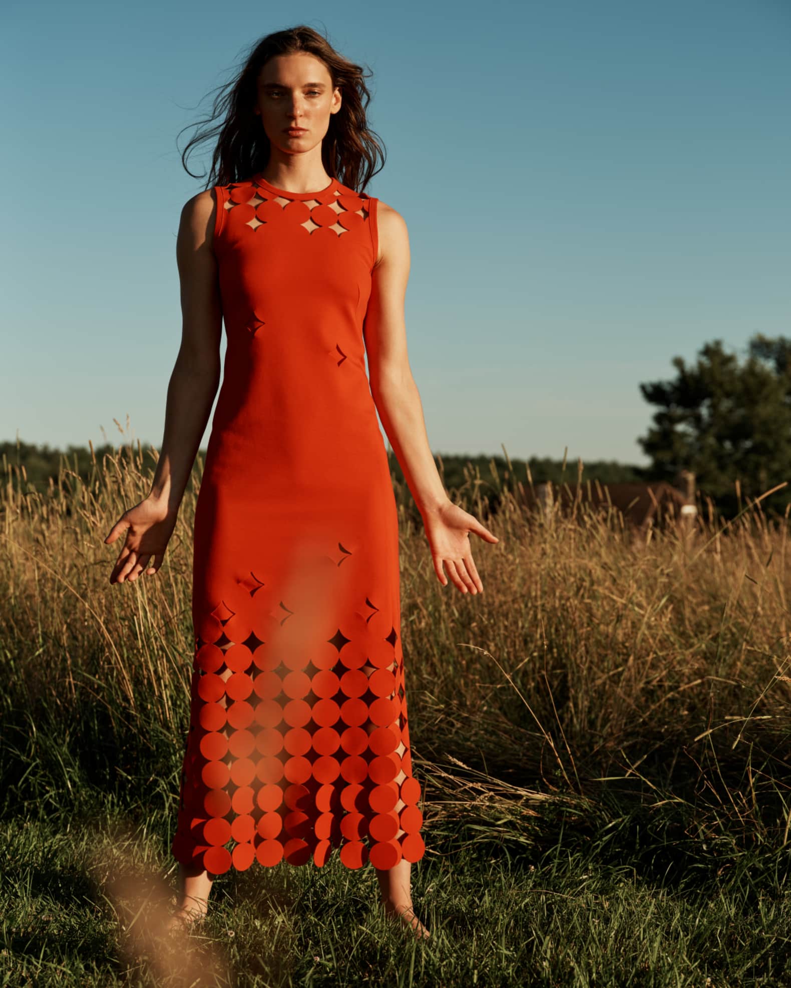 Akris punto Dot Cut-Out Jersey Sleeveless Midi Dress | Neiman Marcus