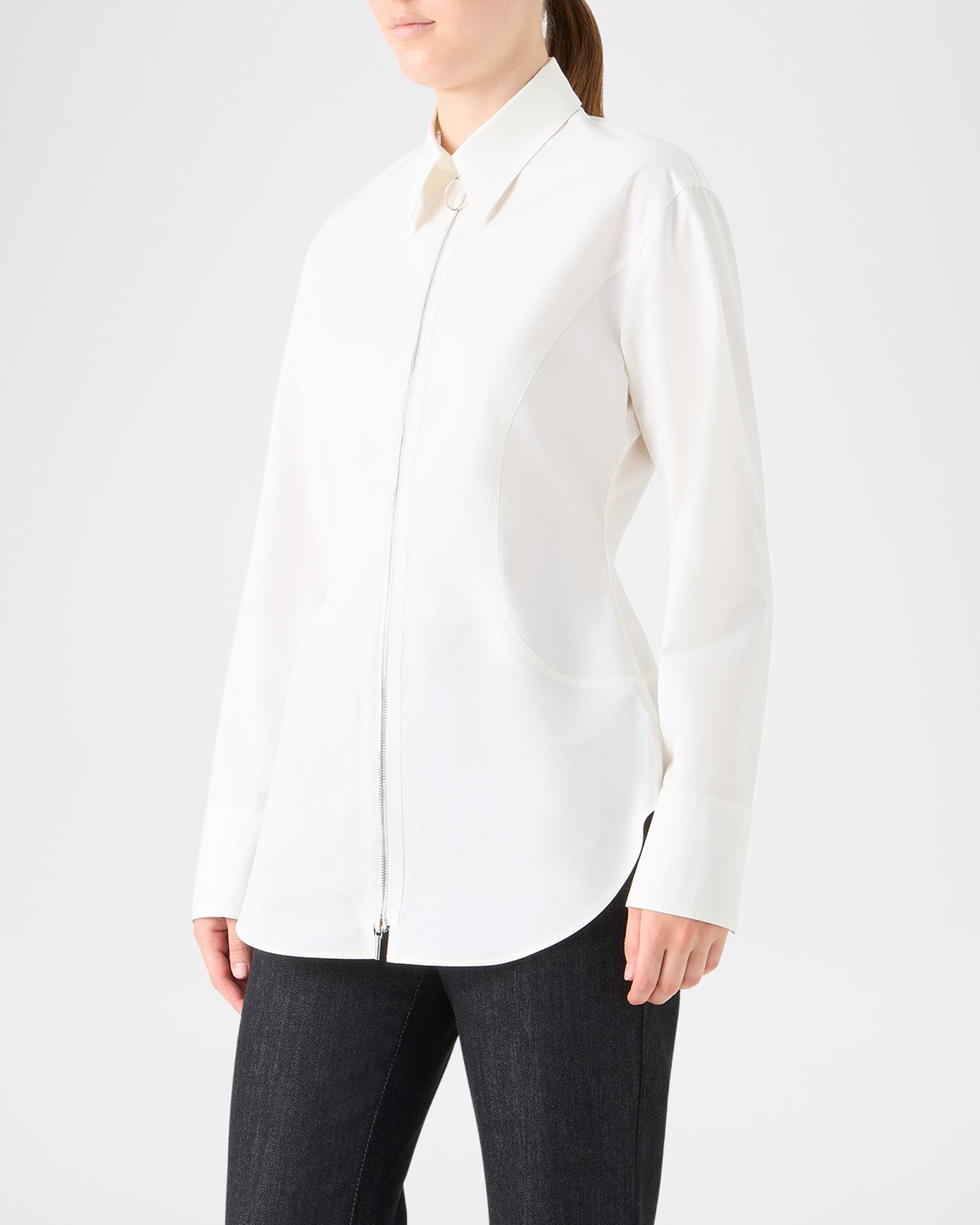 Akris punto Zip-Front Cotton Poplin Collared Shirt | Neiman Marcus