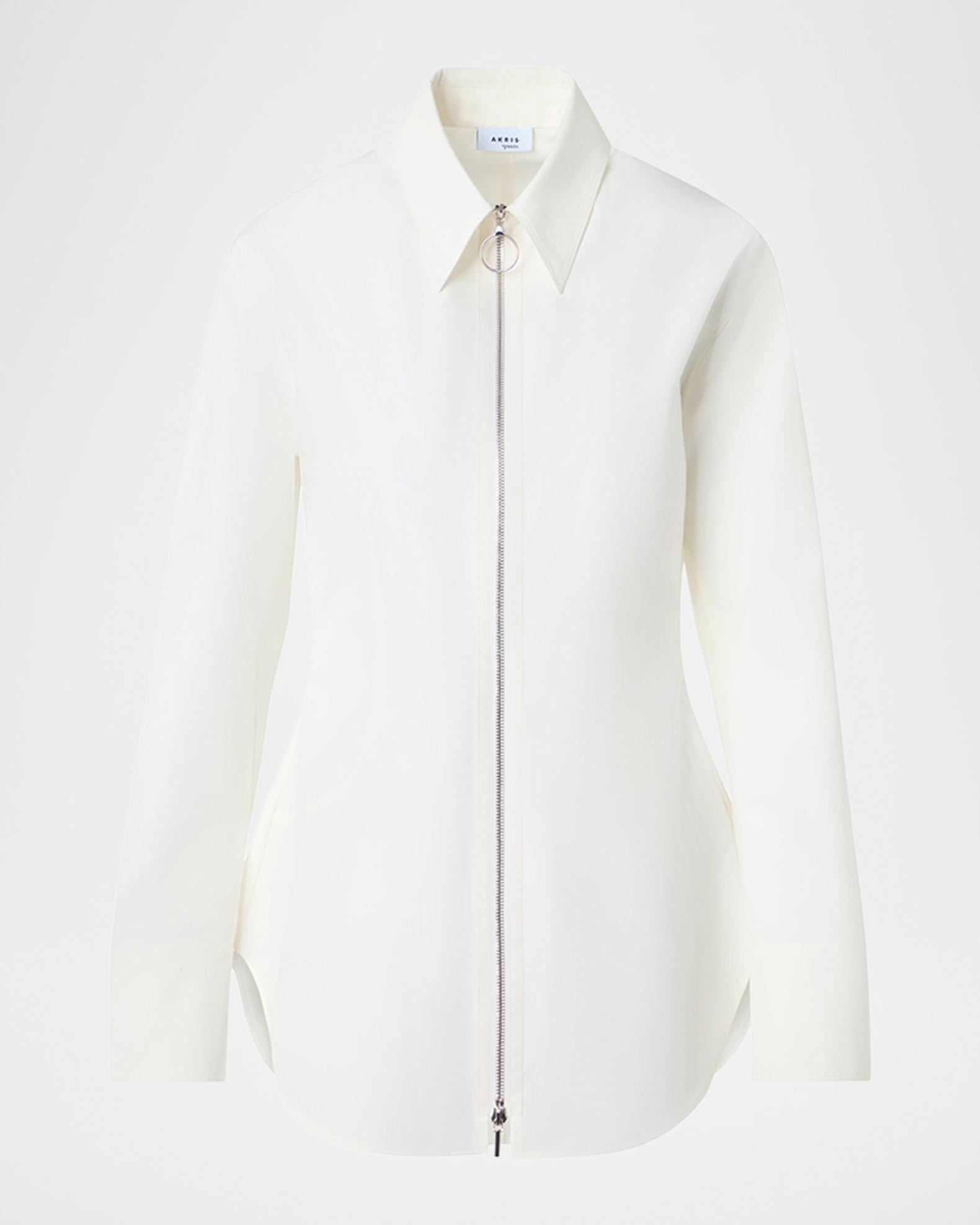 Akris punto Zip-Front Cotton Poplin Collared Shirt | Neiman Marcus