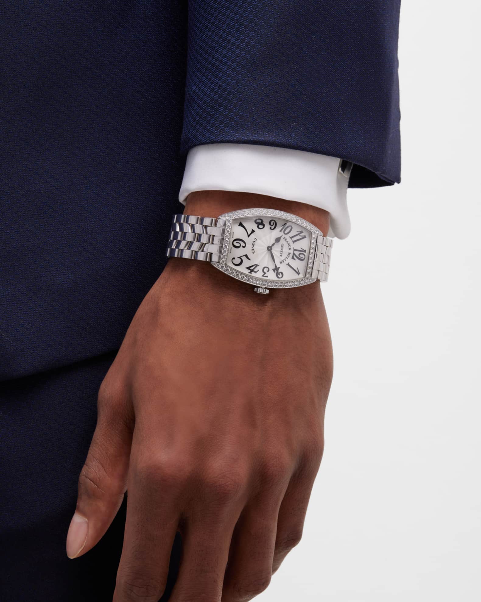Men s Cintree Curvex Stainless Steel Diamond Watch with Bracelet Strap