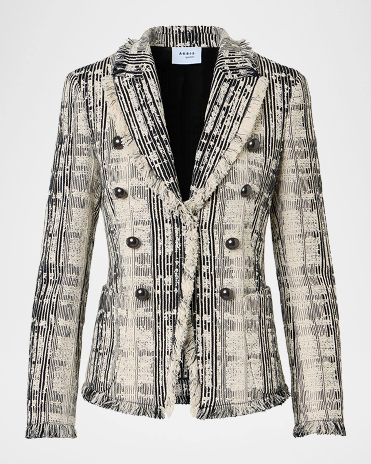 Akris punto Fringed Boucle Tweed Double-Breasted Blazer | Neiman 