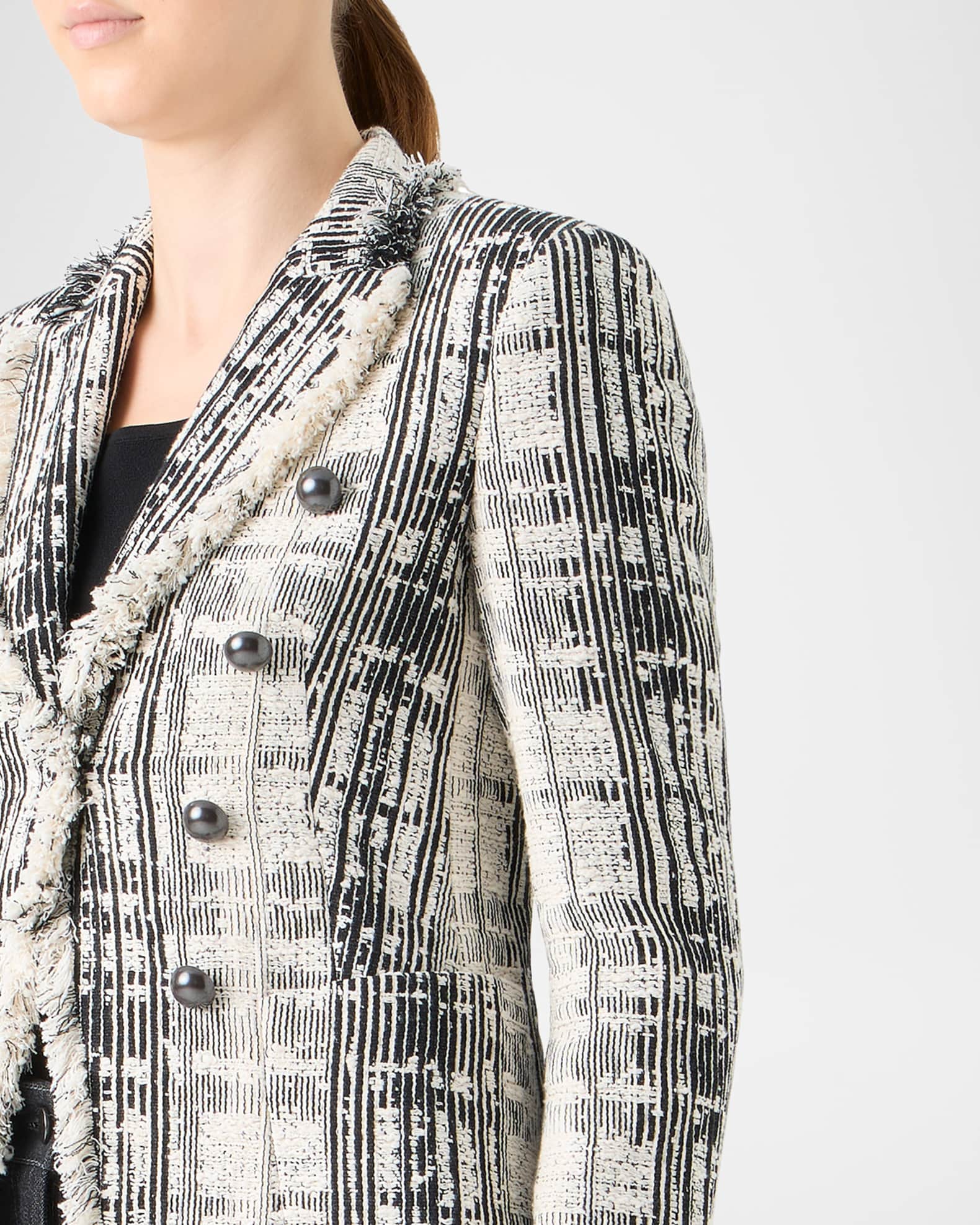 Akris punto Fringed Boucle Tweed Double-Breasted Blazer | Neiman
