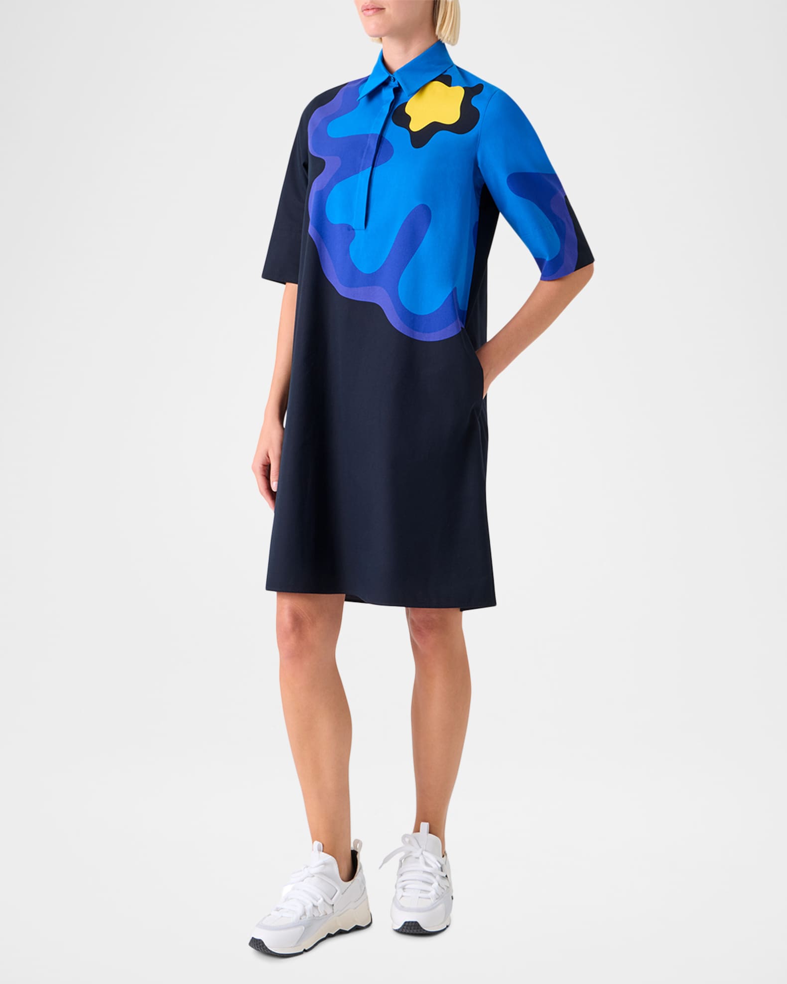 Akris punto Floral Cotton Knee-Length Dress | Neiman Marcus