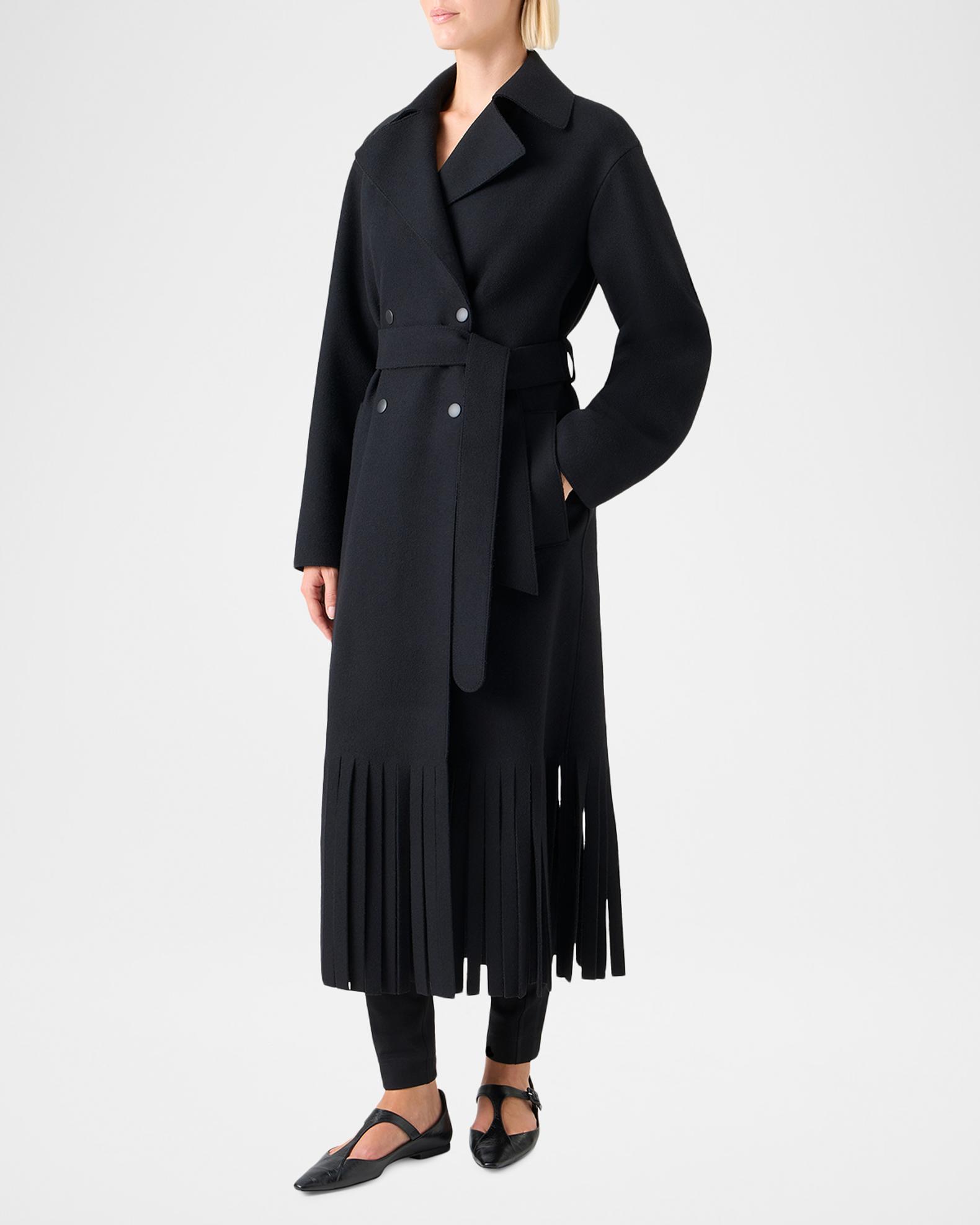 Akris punto Fringed Wool Belted Maxi Trench Coat | Neiman Marcus