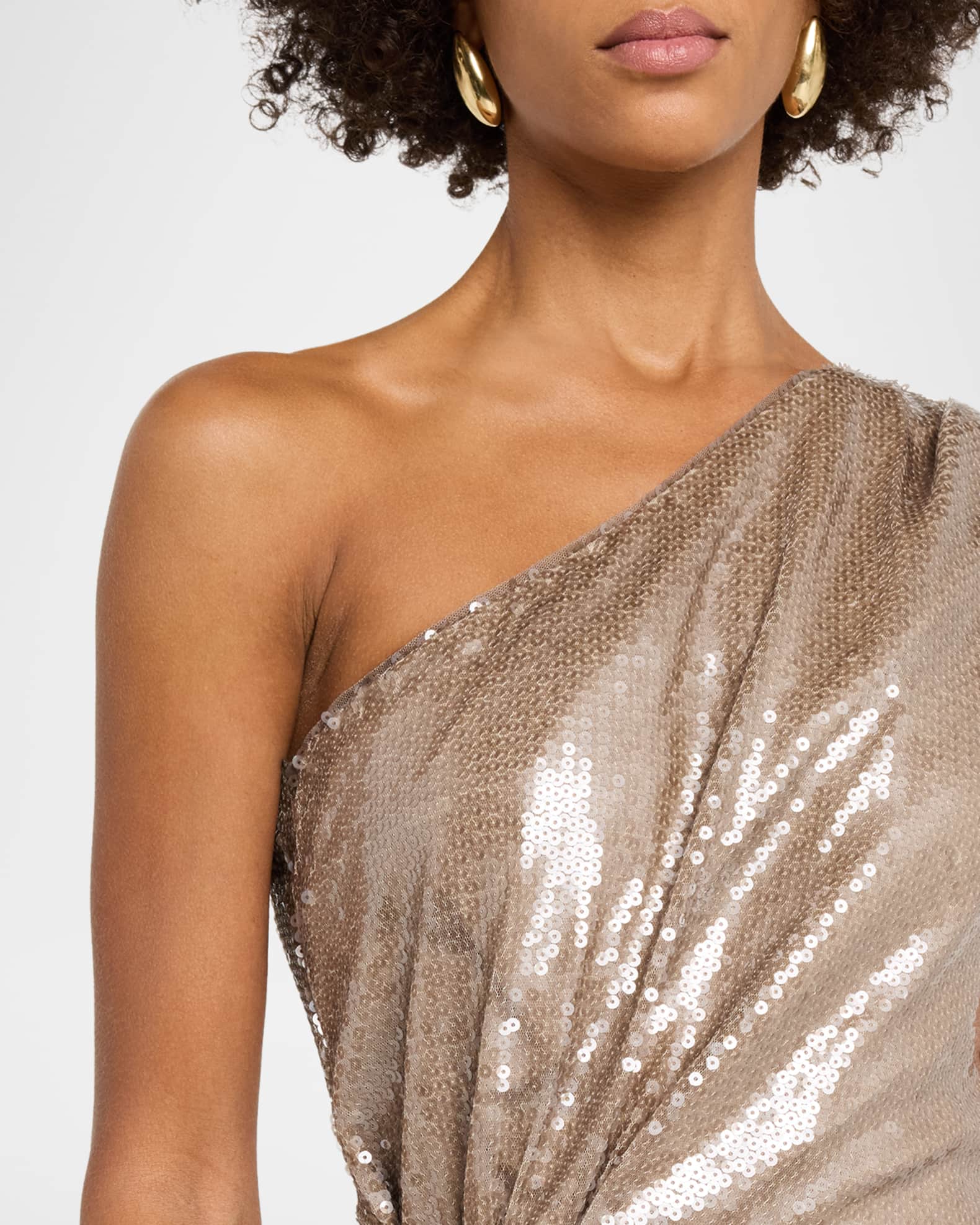 slim fit dress slacks 1960s Sequined One-Shoulder Pleated Dress main image 1