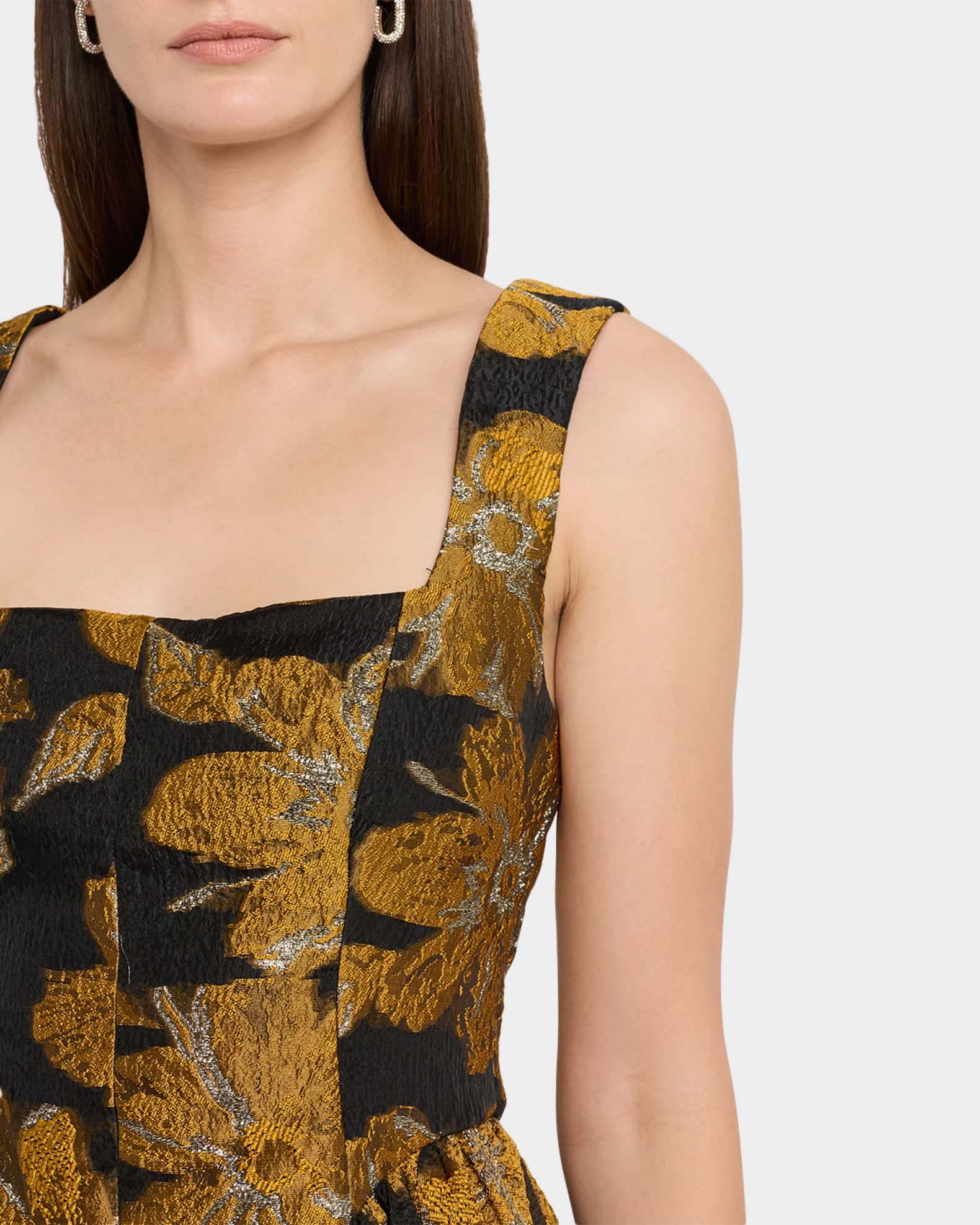 slim fit dress slacks Lady Black Tie - 40033 - Ava Presley - Off-The-Shoulder Fitted Brocade Dress