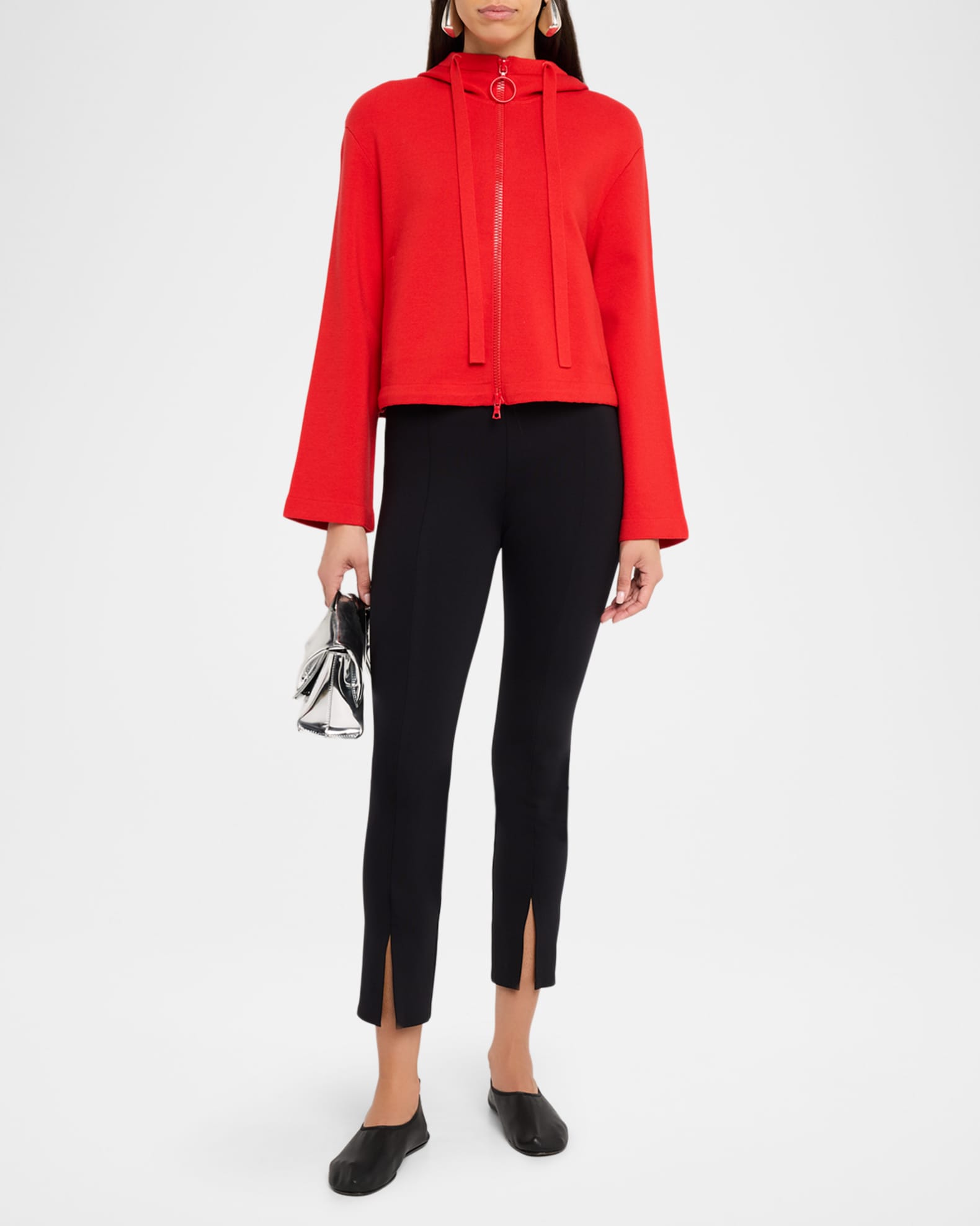 スイス製 アクリスプント AKRIS PUNTO 上質ウール M カーディガン Akris punto Zip-Front Wool-Blend Hoodie | Neiman Marcus