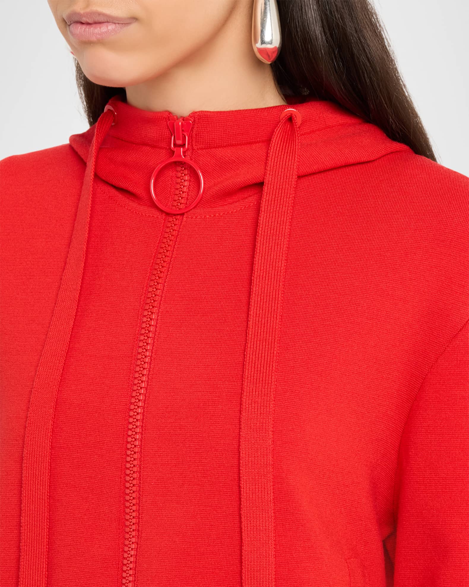 スイス製 アクリスプント AKRIS PUNTO 上質ウール M カーディガン Akris punto Zip-Front Wool-Blend Hoodie | Neiman Marcus