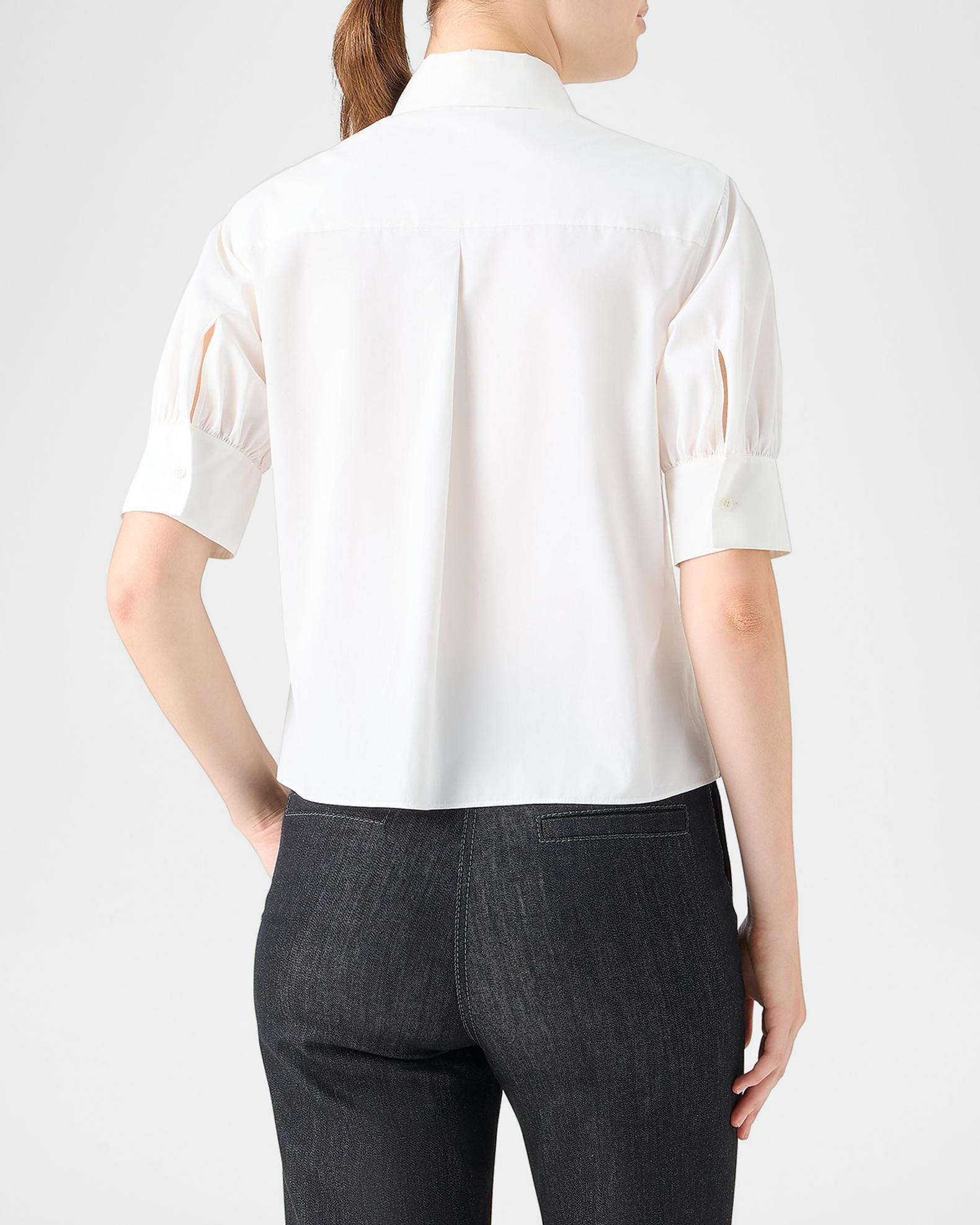 Akris punto Short Puff-Sleeve Cotton Poplin Shirt | Neiman Marcus