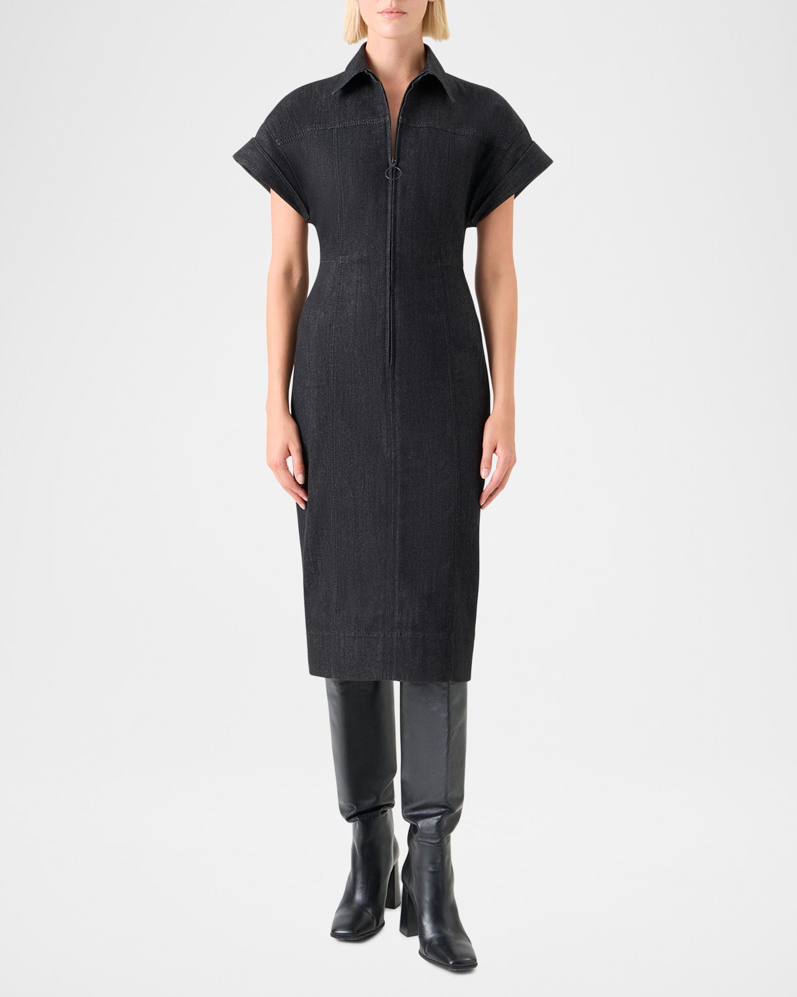 akris punto belted denim dress Akris punto Denim Belted Sleeveless Midi-Dress