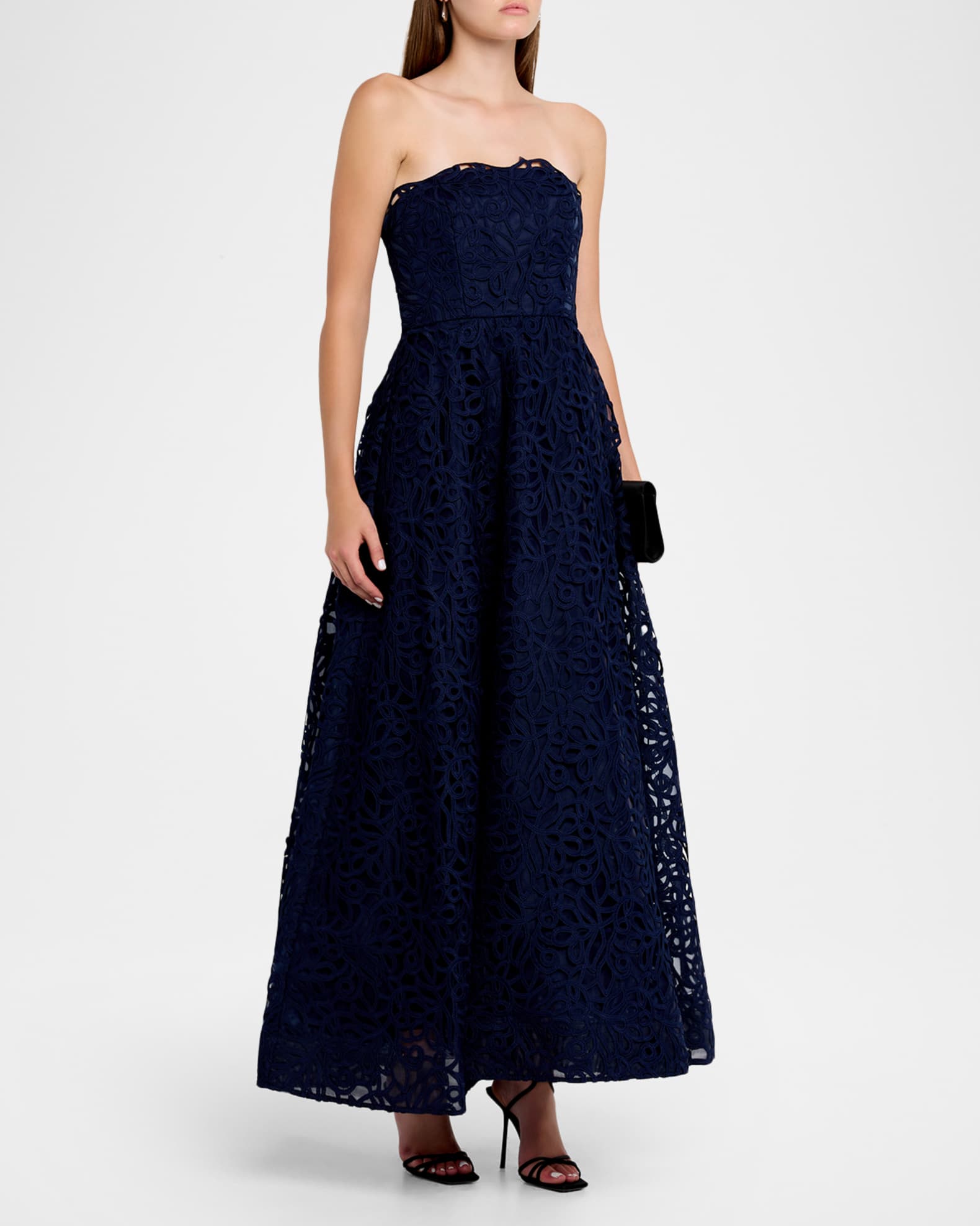 plus size black lace maxi dress Karen Kane Plus Size V Neck Scallop Lace Dress, 0X, Black