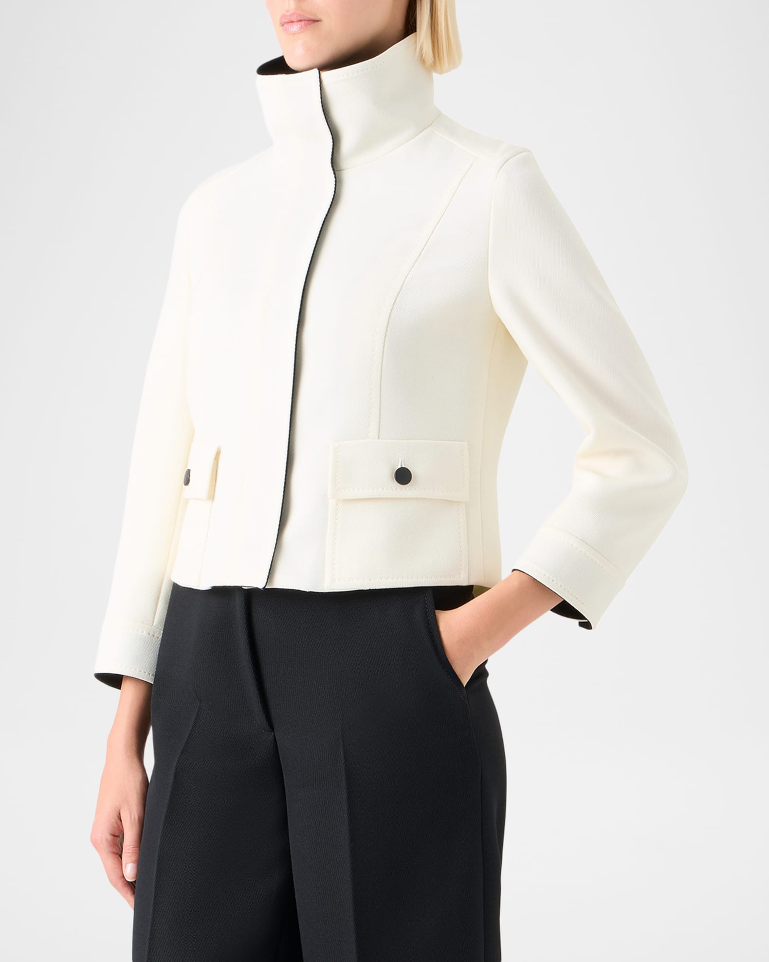 Akris punto Wool Tricotine Zip Jacket | Neiman Marcus