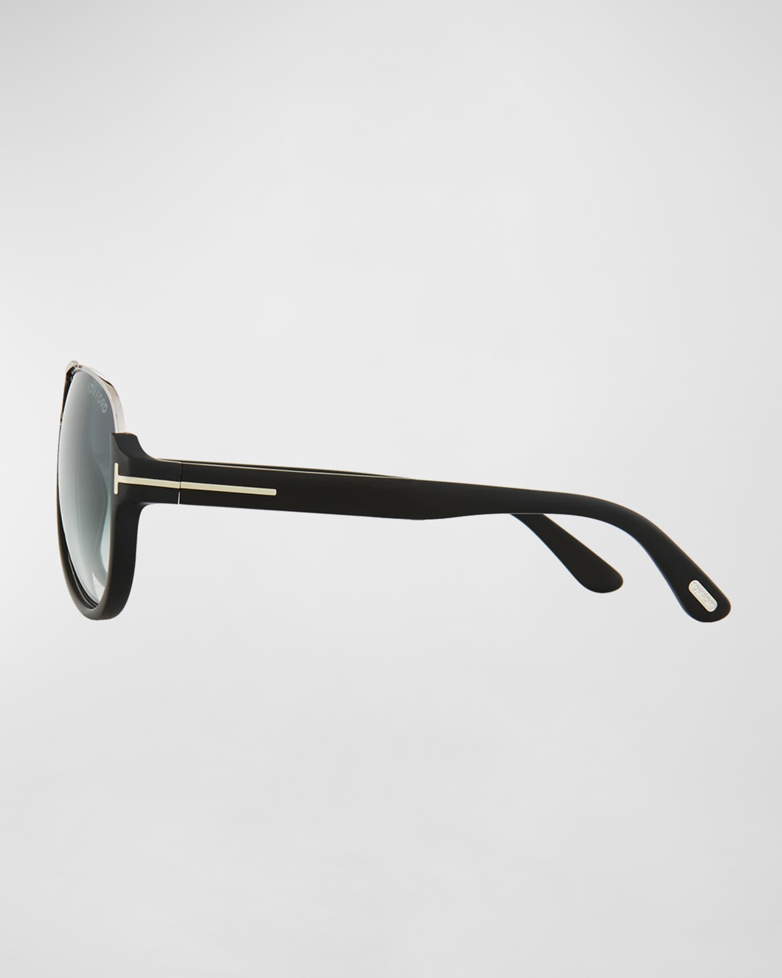 Dimitry Half Rim Aviator Sunglasses Matte Black Shiny Dark Ruthenium Gradient Blue