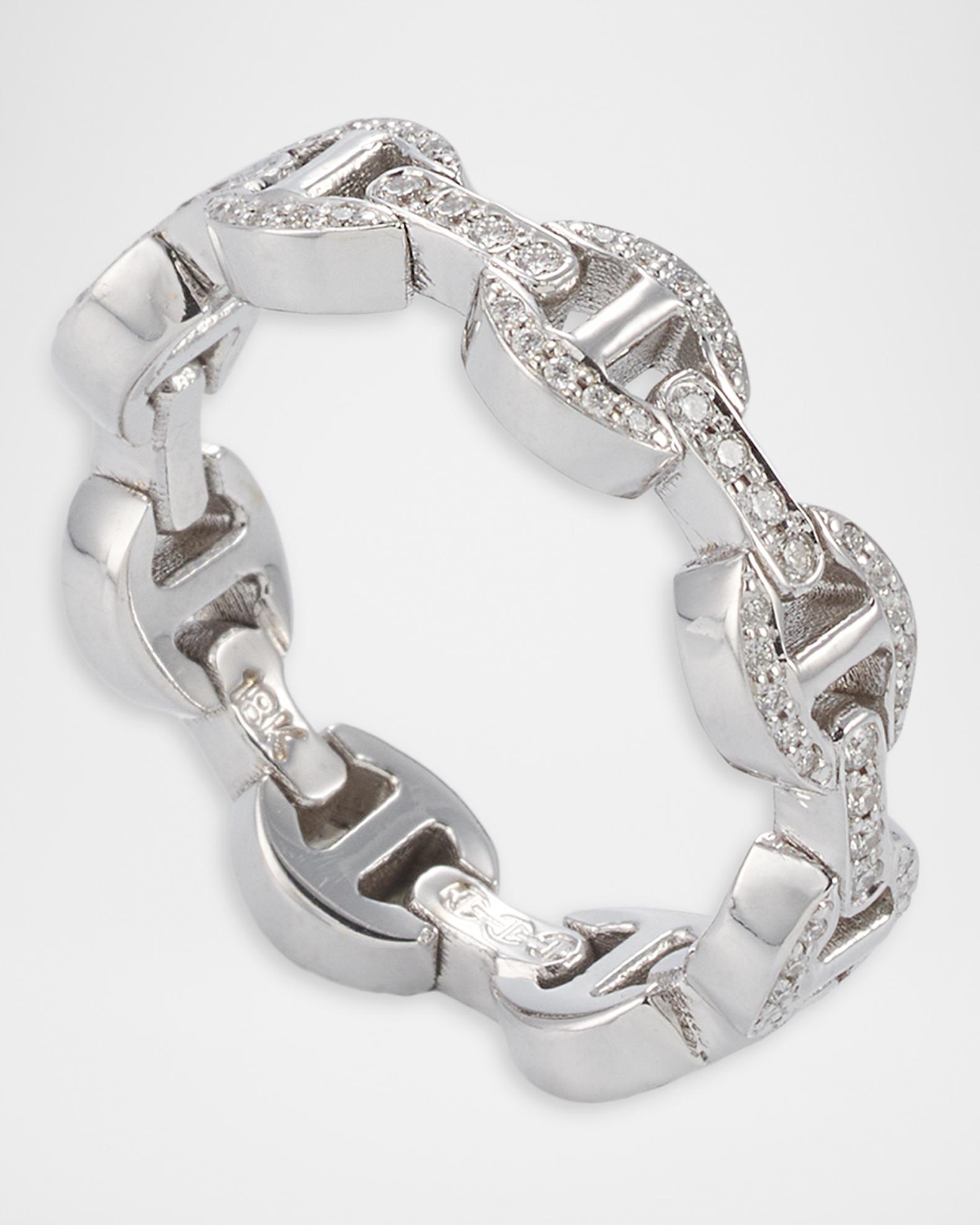 Hoorsenbuhs Dame Tri-Link All Pave Diamond Ring in 18K White Gold