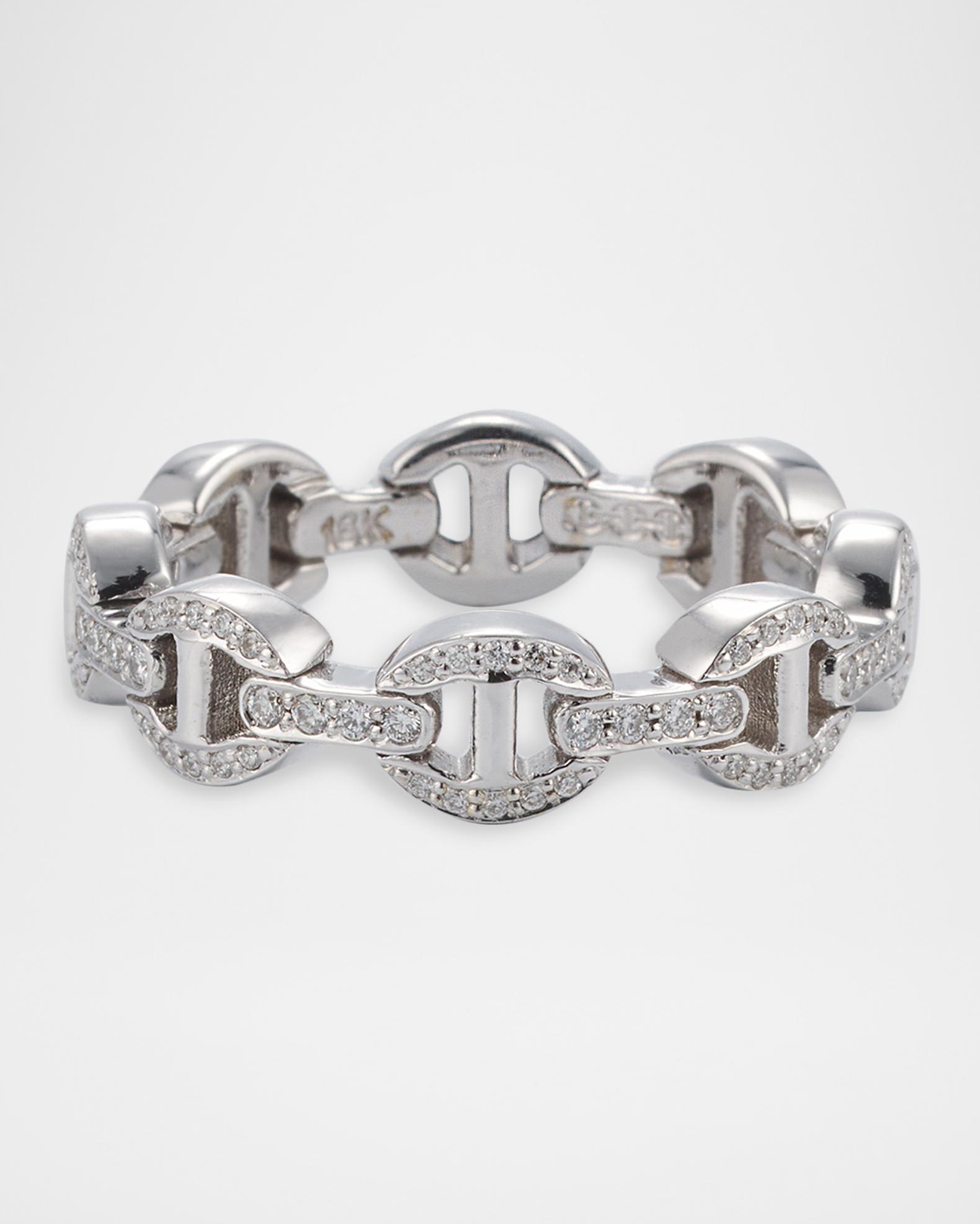 Hoorsenbuhs Dame Tri-Link All Pave Diamond Ring in 18K White Gold