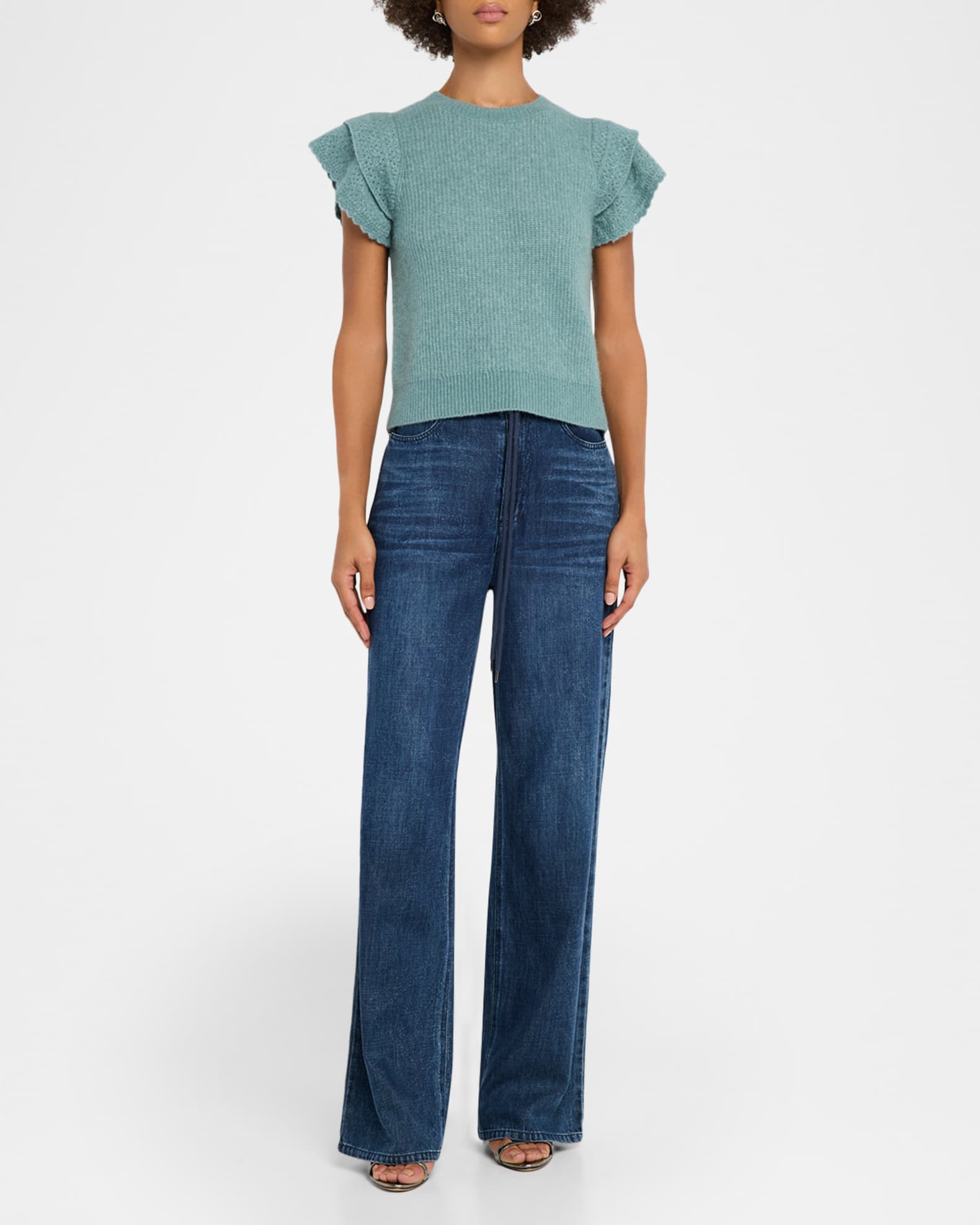 Rails Stasia Ruffled Short-Sleeve Sweater | Neiman Marcus
