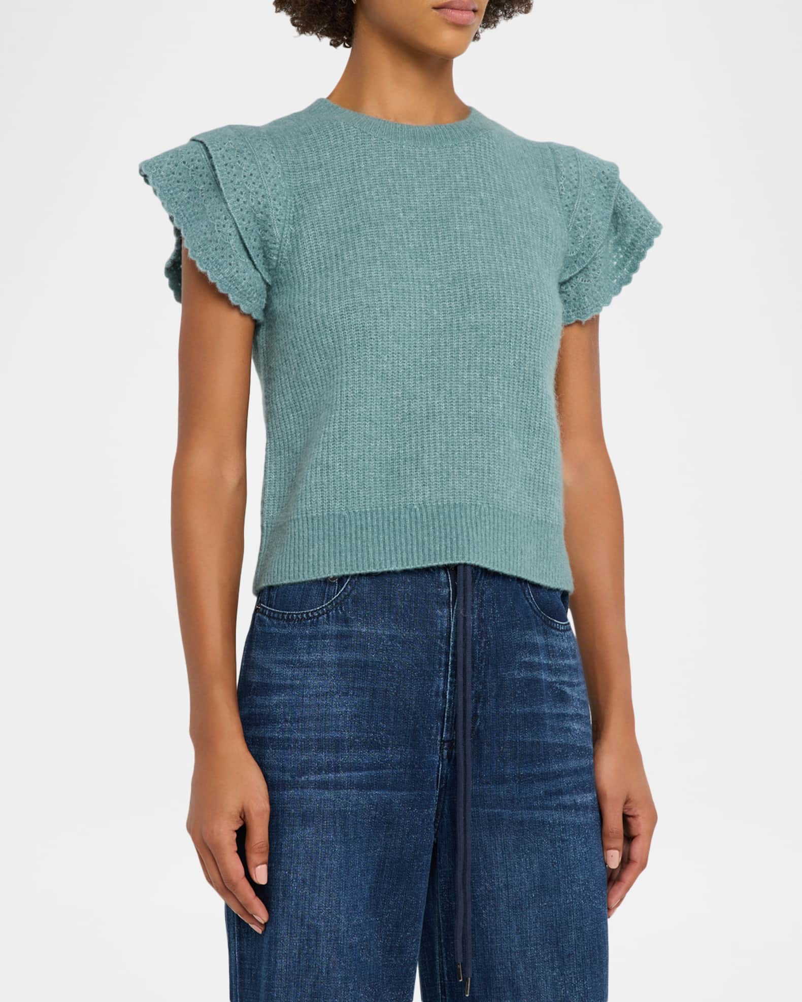 Rails Stasia Ruffled Short-Sleeve Sweater | Neiman Marcus