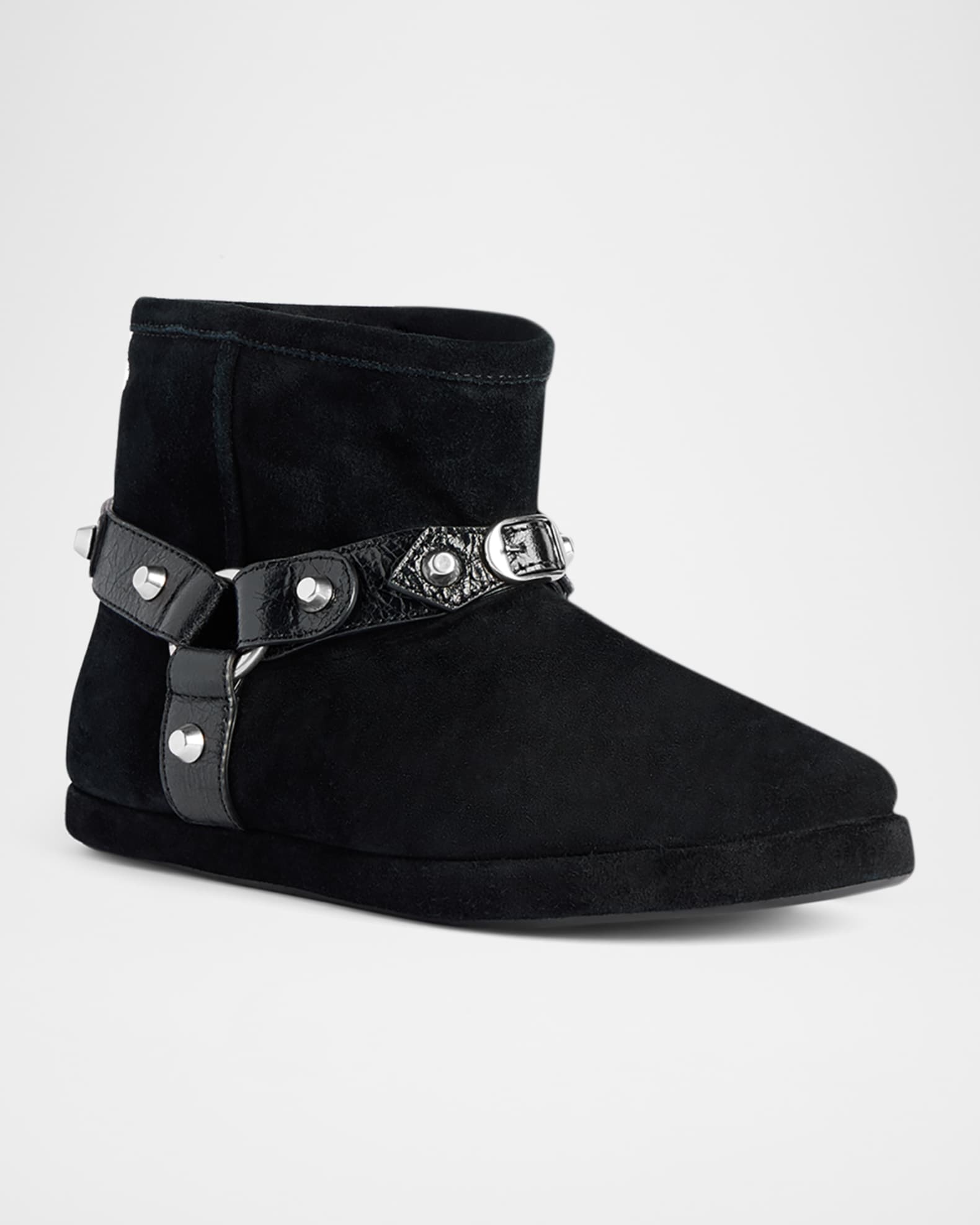 Balenciaga Alaska Soft Shearling-Lined Suede Ankle Booties