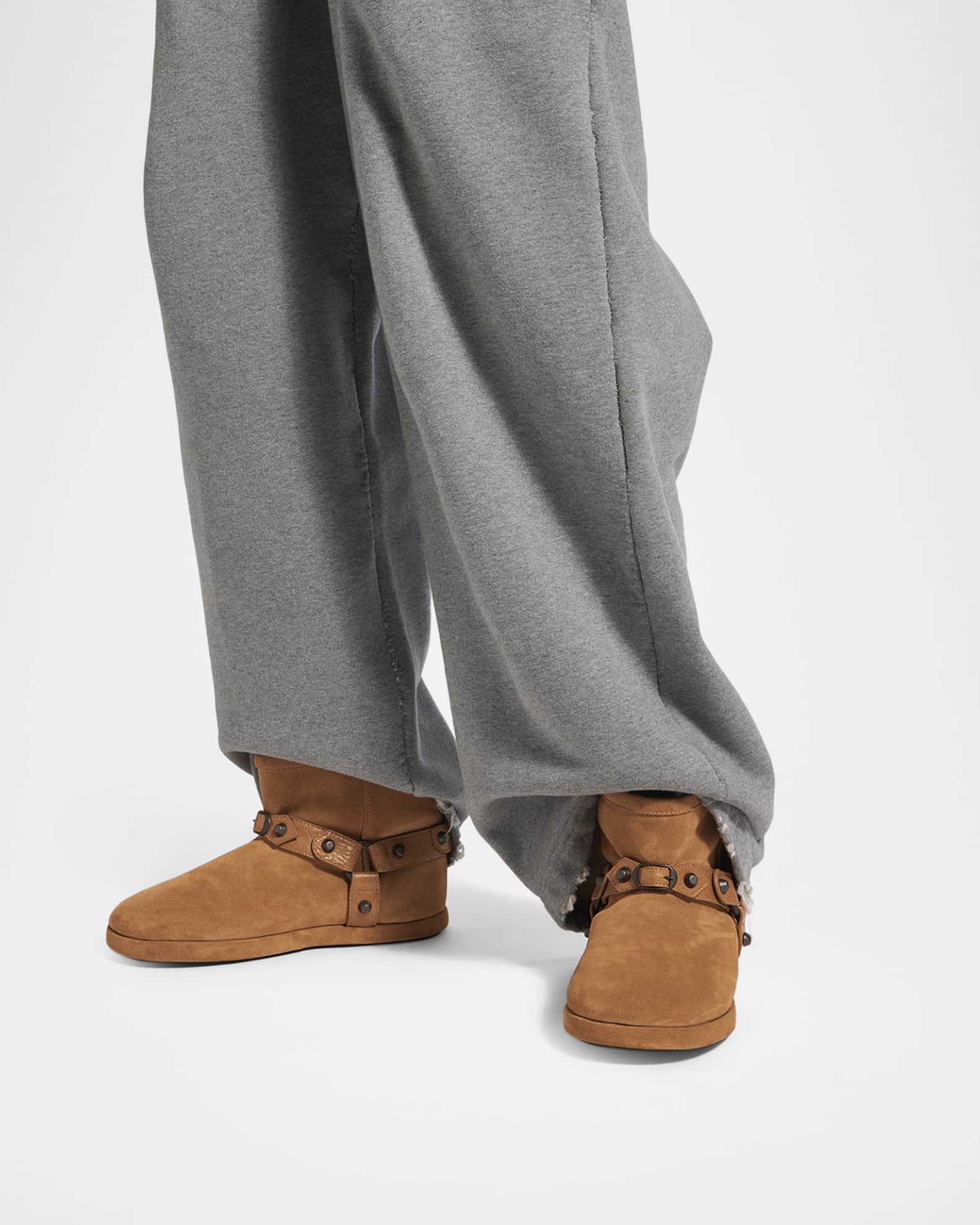 Balenciaga Alaska Soft Shearling-Lined Suede Ankle Booties