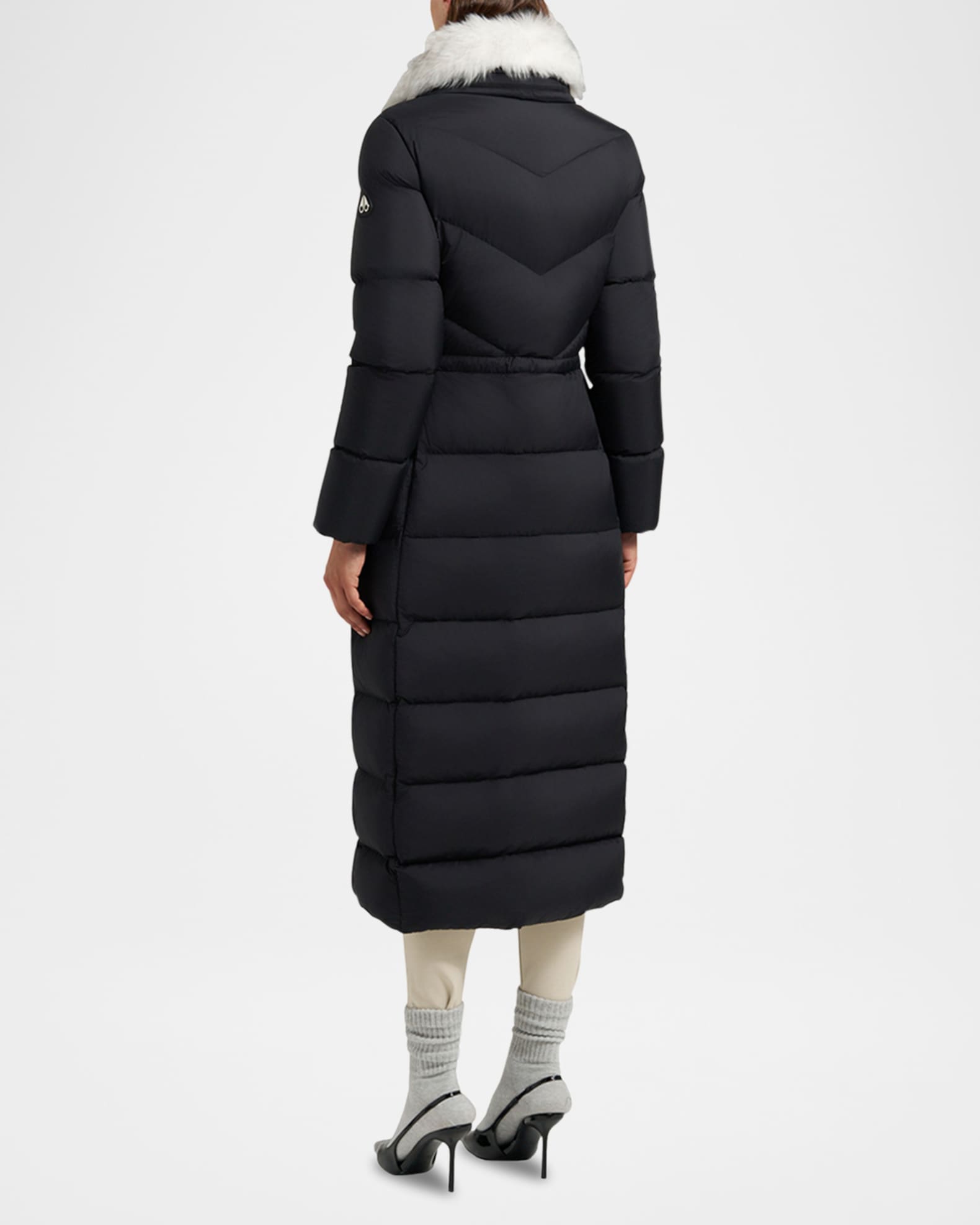 Moose Knuckles Belle Dune Long Down Puffer Jacket with Removable