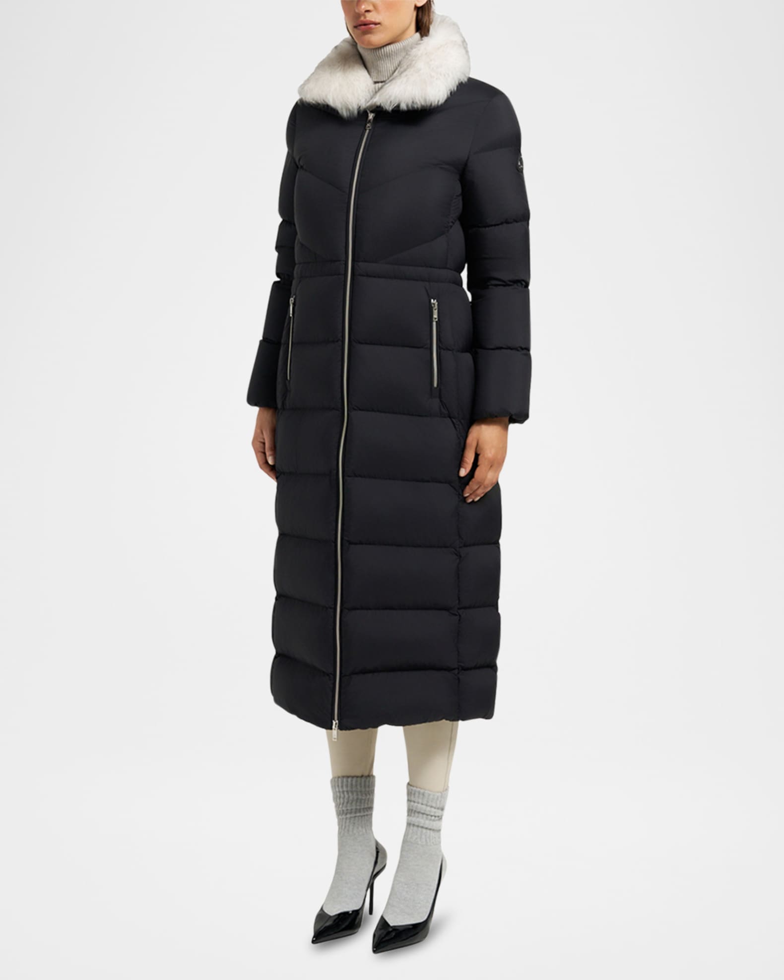 Moose Knuckles Belle Dune Long Down Puffer Jacket with Removable