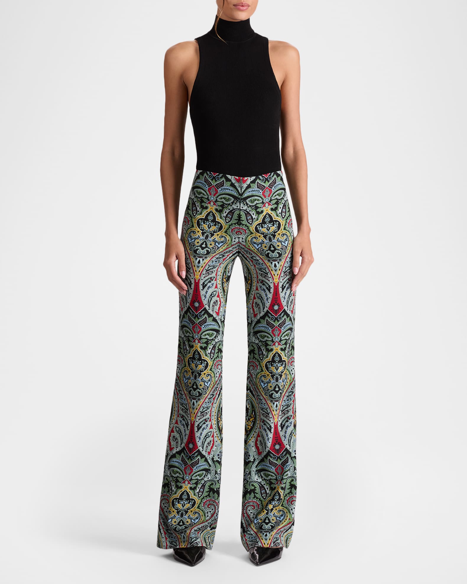 Alice + Olivia Teeny Paisley Bootcut Pants | Neiman Marcus