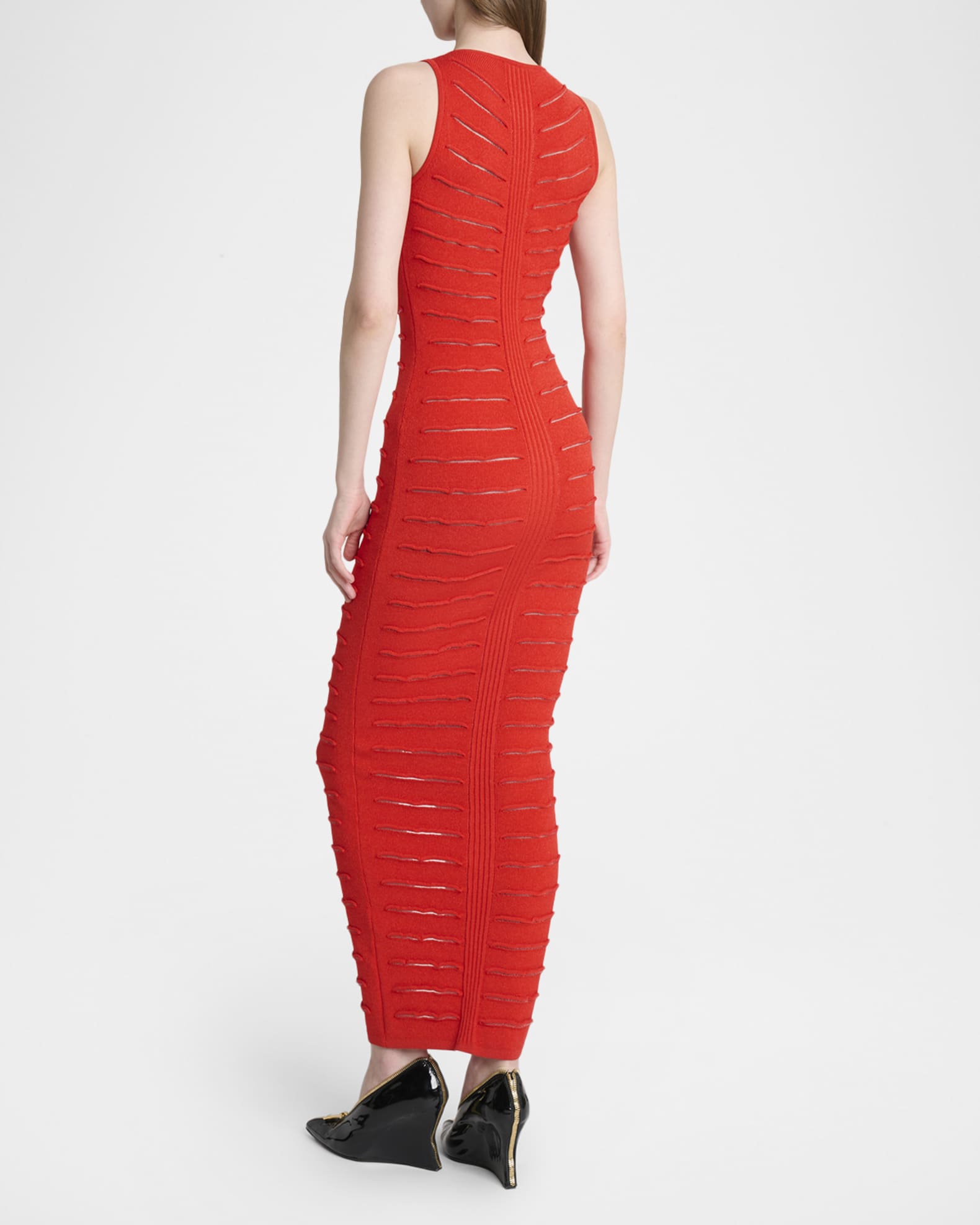 Balmain Sleeveless Cutout Zip Halter Maxi Dress | Neiman Marcus