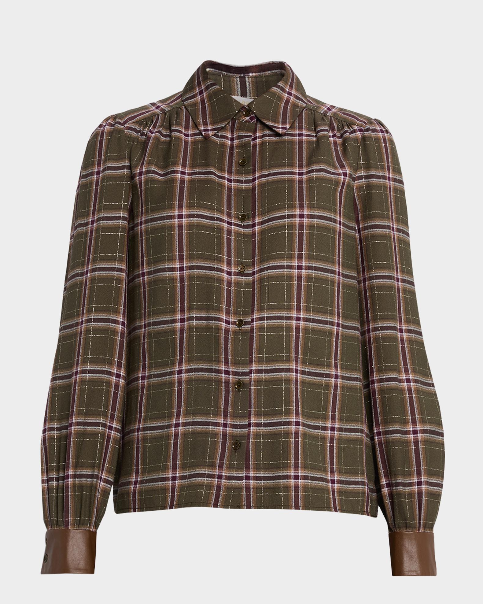 Ramy Brook Jeremy Metallic Plaid Button-Front Blouse | Neiman Marcus