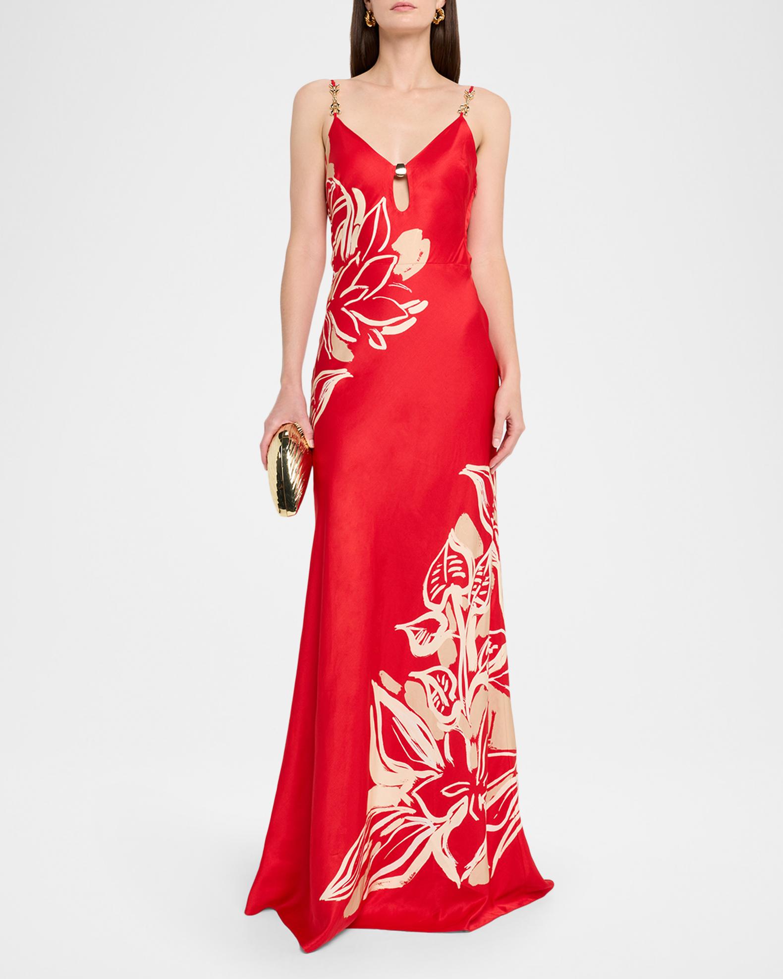 REBECCA VALLANCE Tallara Low-Back Cutout Maxi Dress | Neiman Marcus