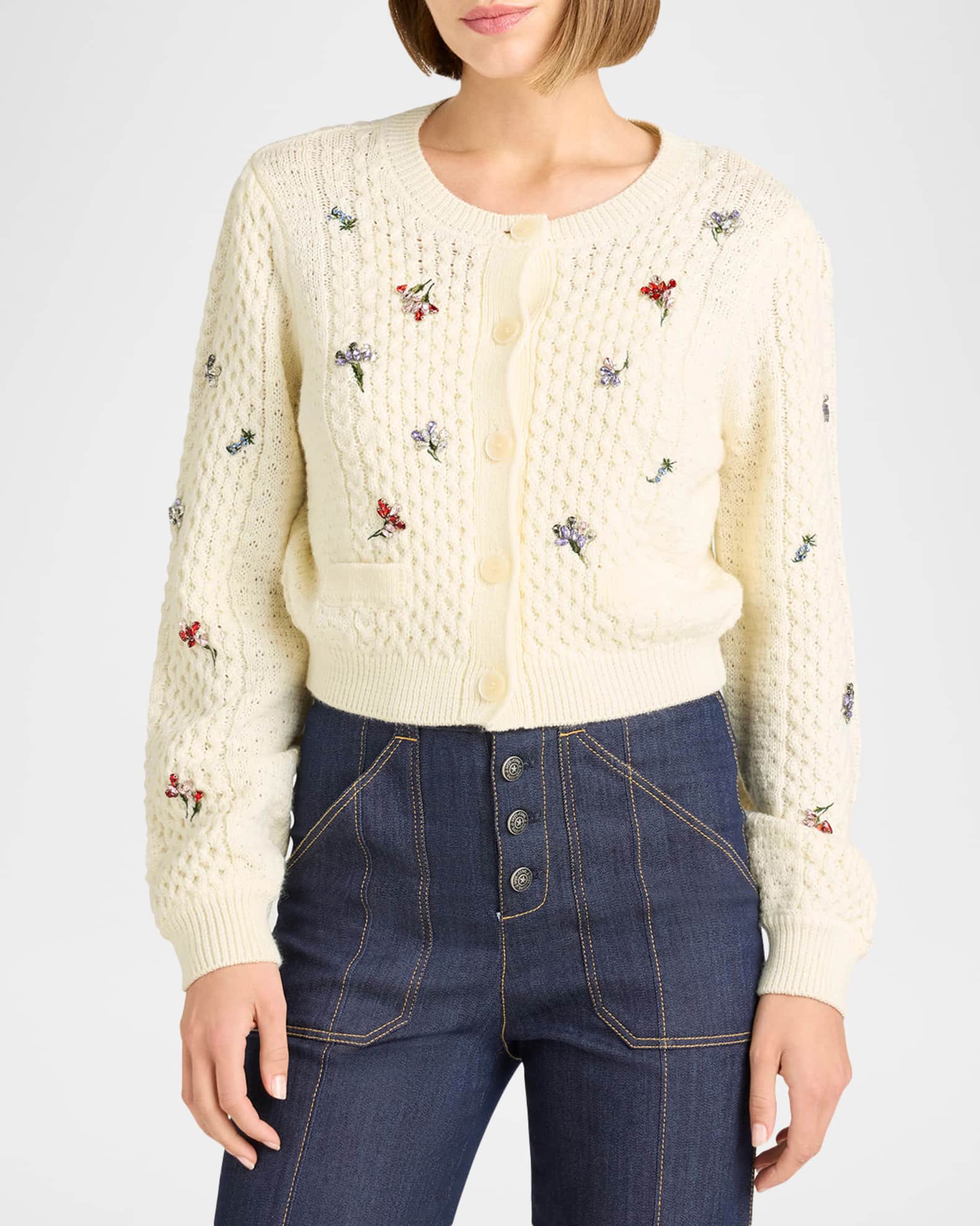 Rasa Embellished Cropped Cardigan