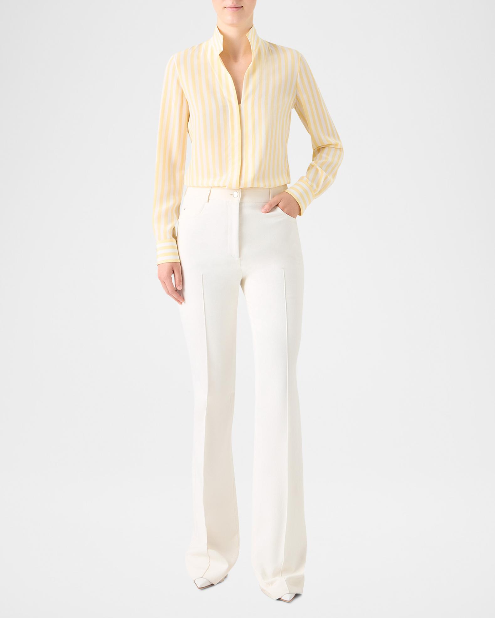 Chemisier En Soie Akris - Taille 8 - Rayures Beige Rose - Neuf Avec étiquettes - Style Button-down Chic
